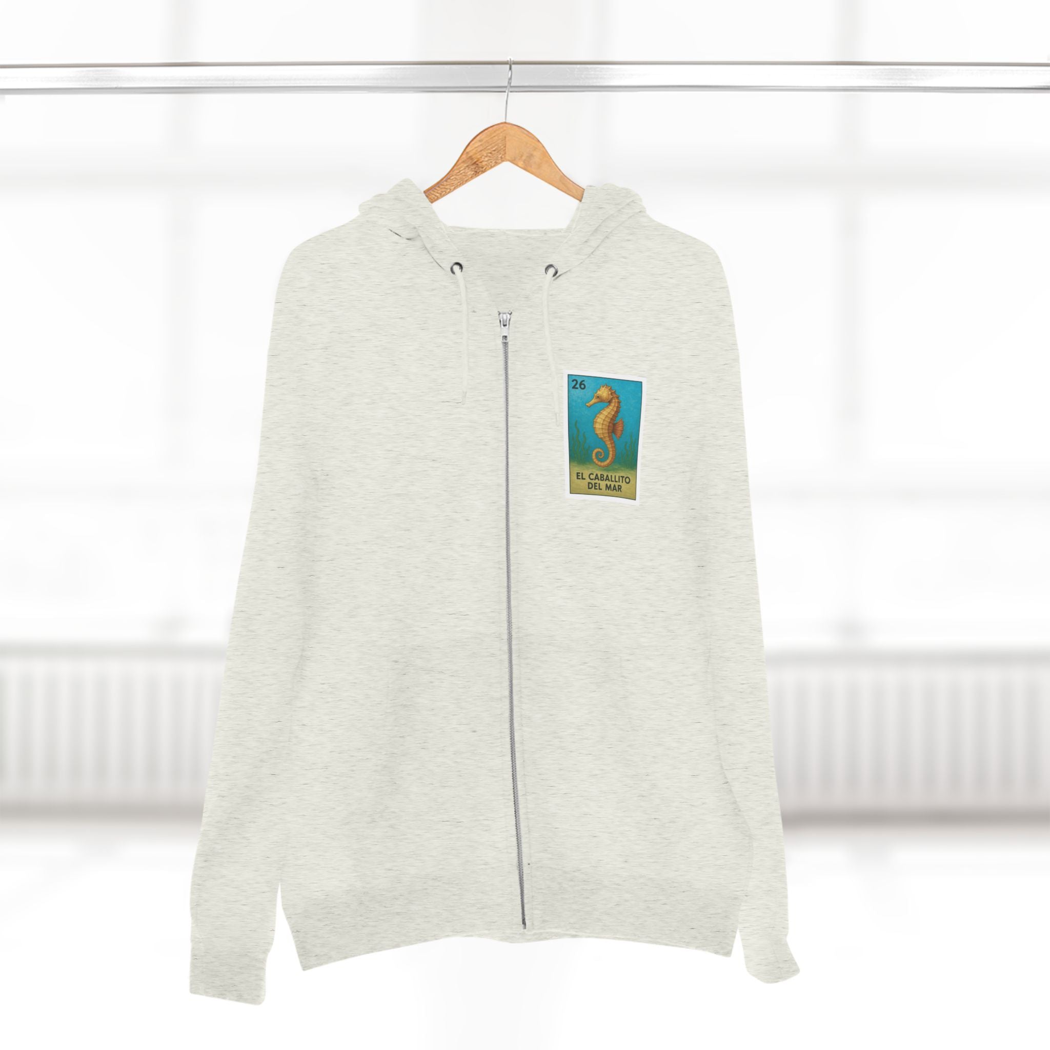Seahorse Lotería Unisex - Zip Cotton Blend Fleece Hoodie (El Caballito del Mar)