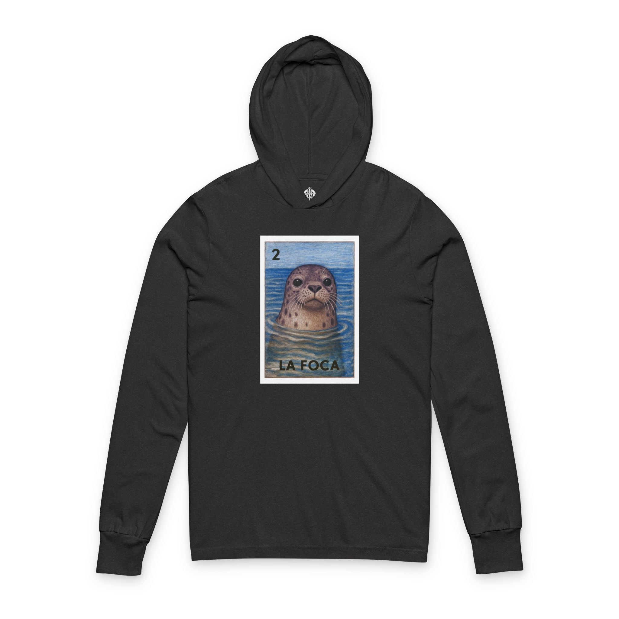 Seal Lotería Unisex - Cotton Hooded Long Sleeve Hooded T-Shirt (La Foca)