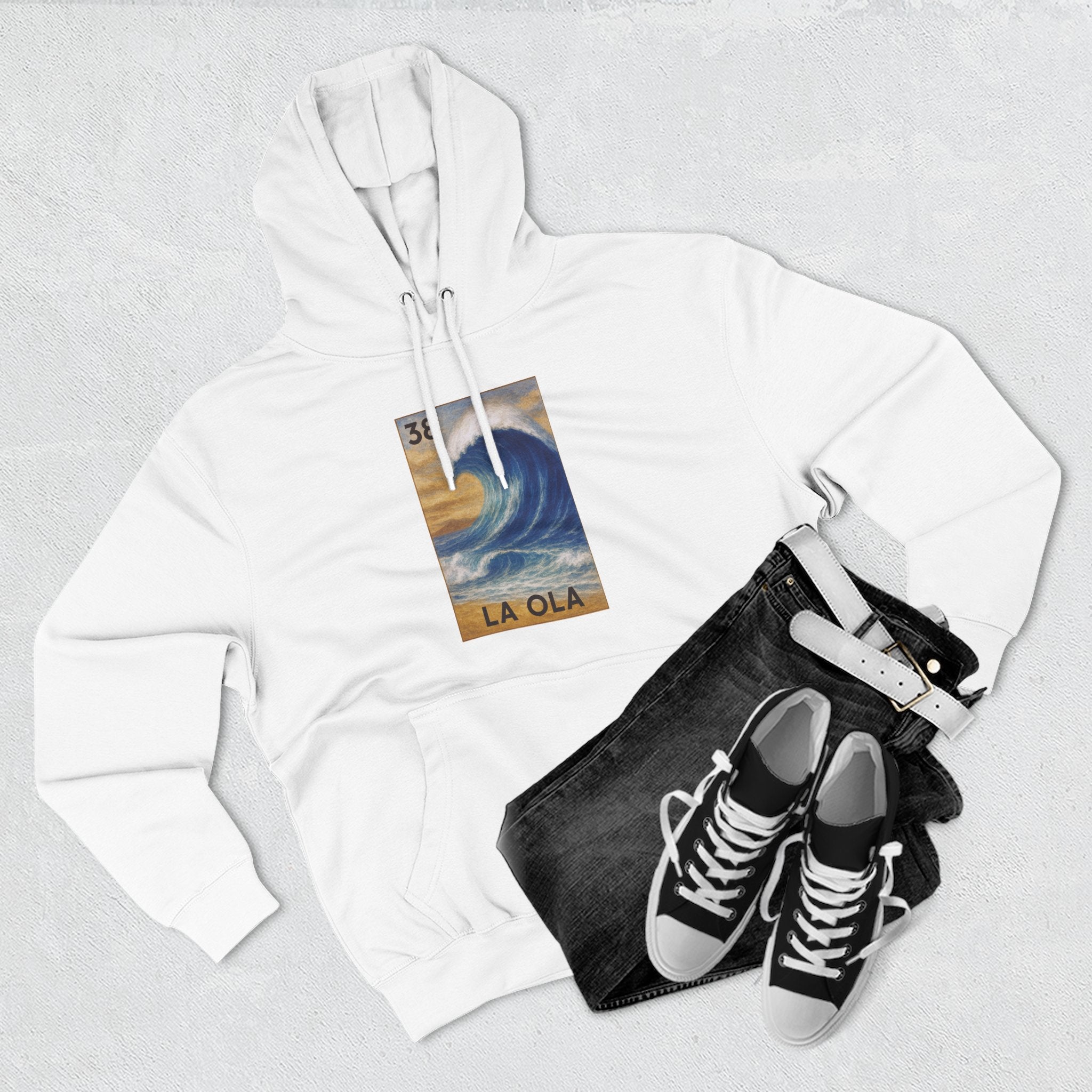 Wave Lotería Unisex - Pull-Over Cotton Blend Fleece Hoodie (La Ola)