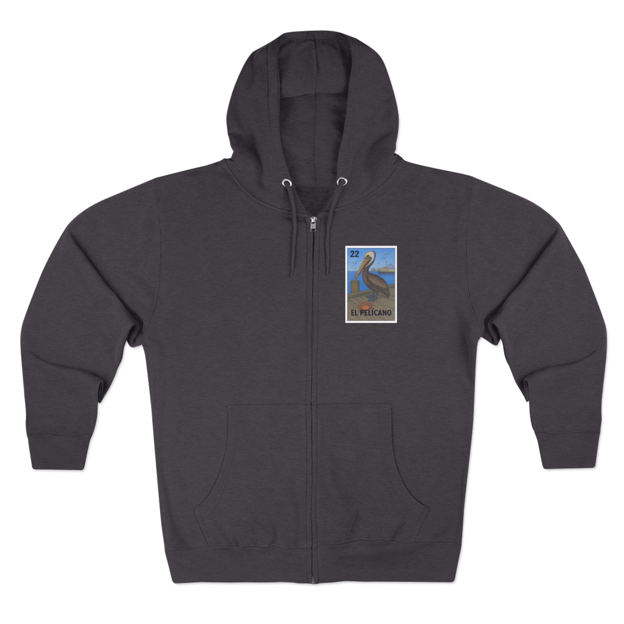 Pelican Lotería Unisex - Zip Cotton Blend Fleece Hoodie (El Pelícano)