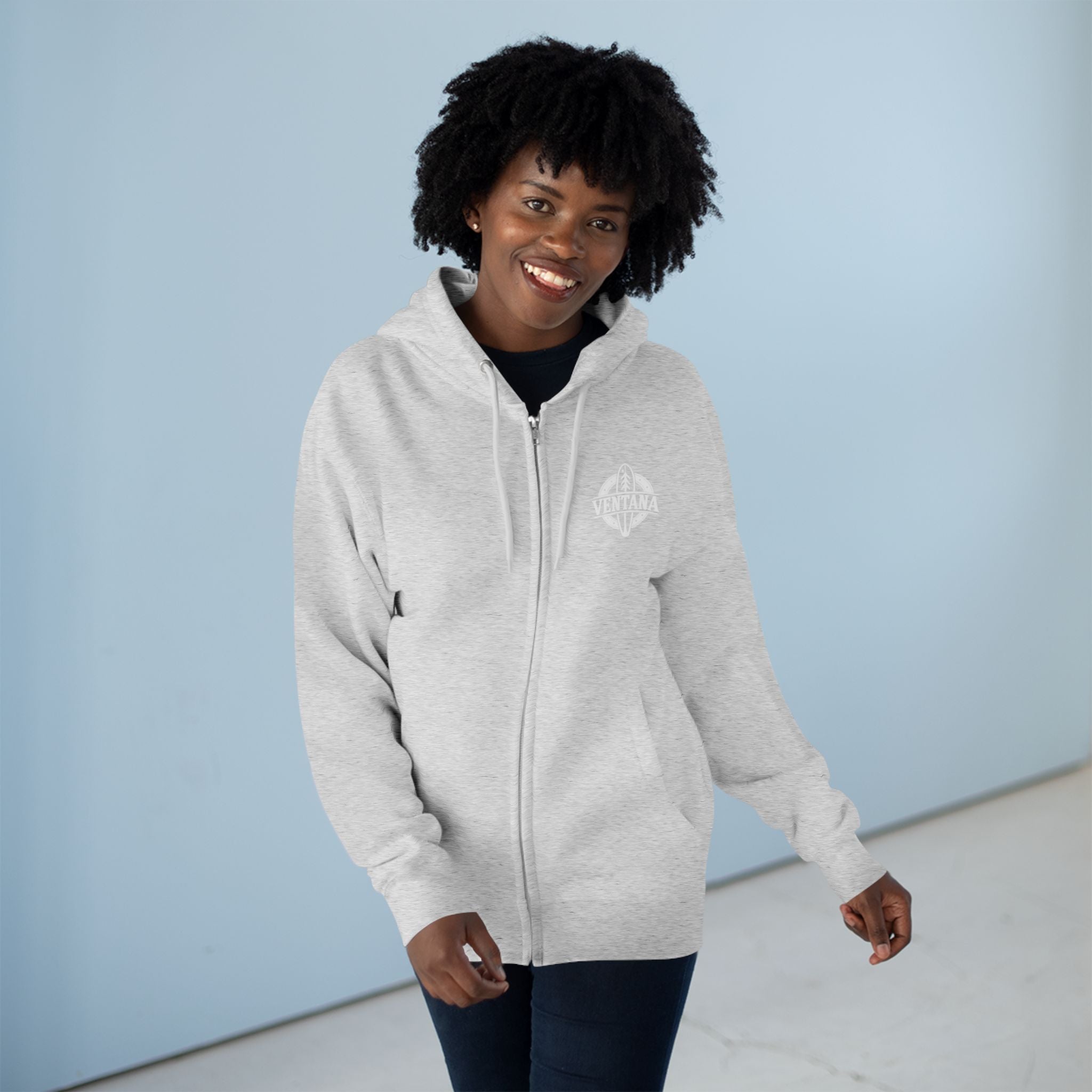 Ventana Treefish Logo Unisex - Zip Cotton Blend Fleece Hoodie