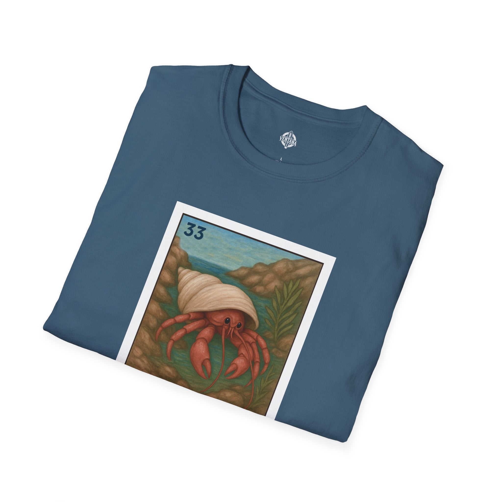 Hermit Crab Lotería Unisex - Soft Style U.S. Cotton T-Shirt (El Cangrejo Ermitaño)