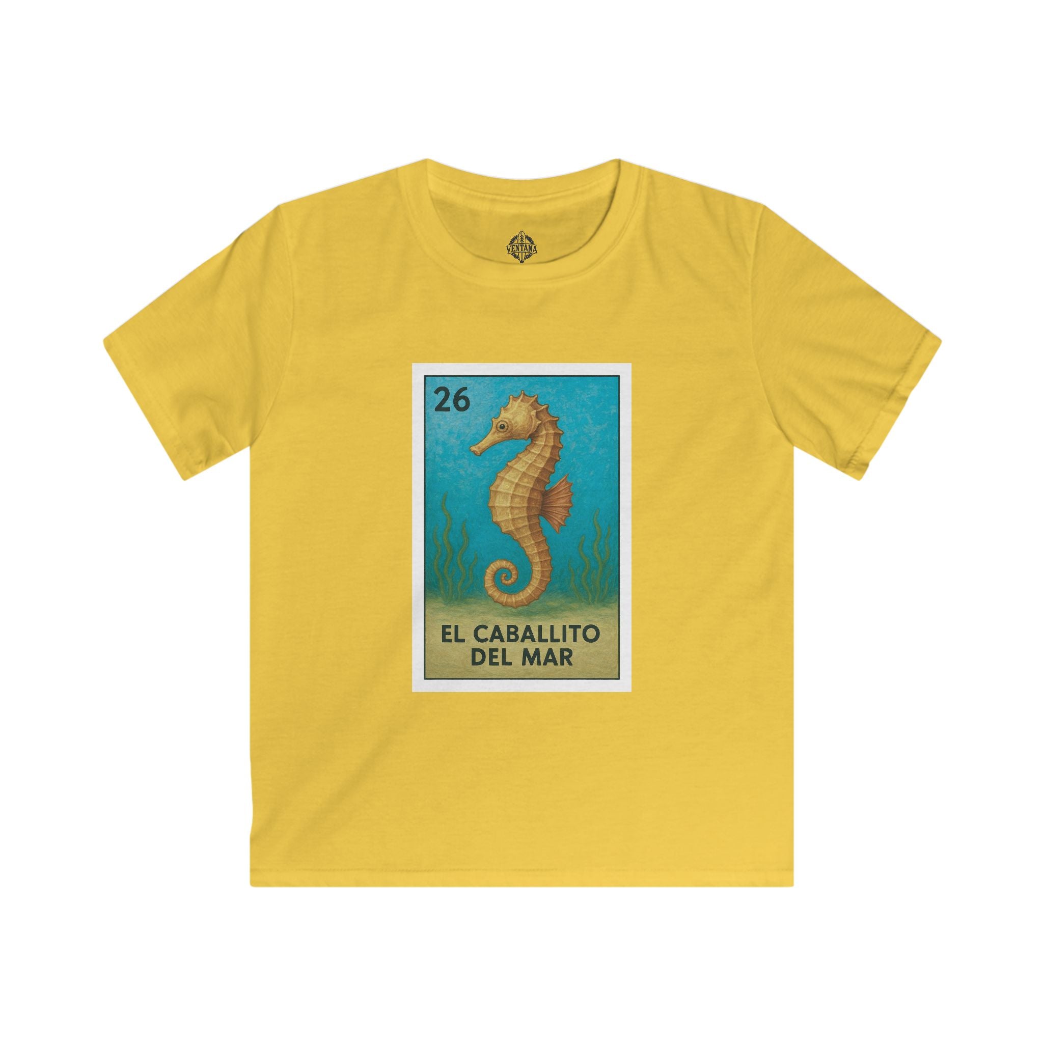 Seahorse Lotería Kids - Soft Style U.S. Cotton T-Shirt (El Caballito del Mar)
