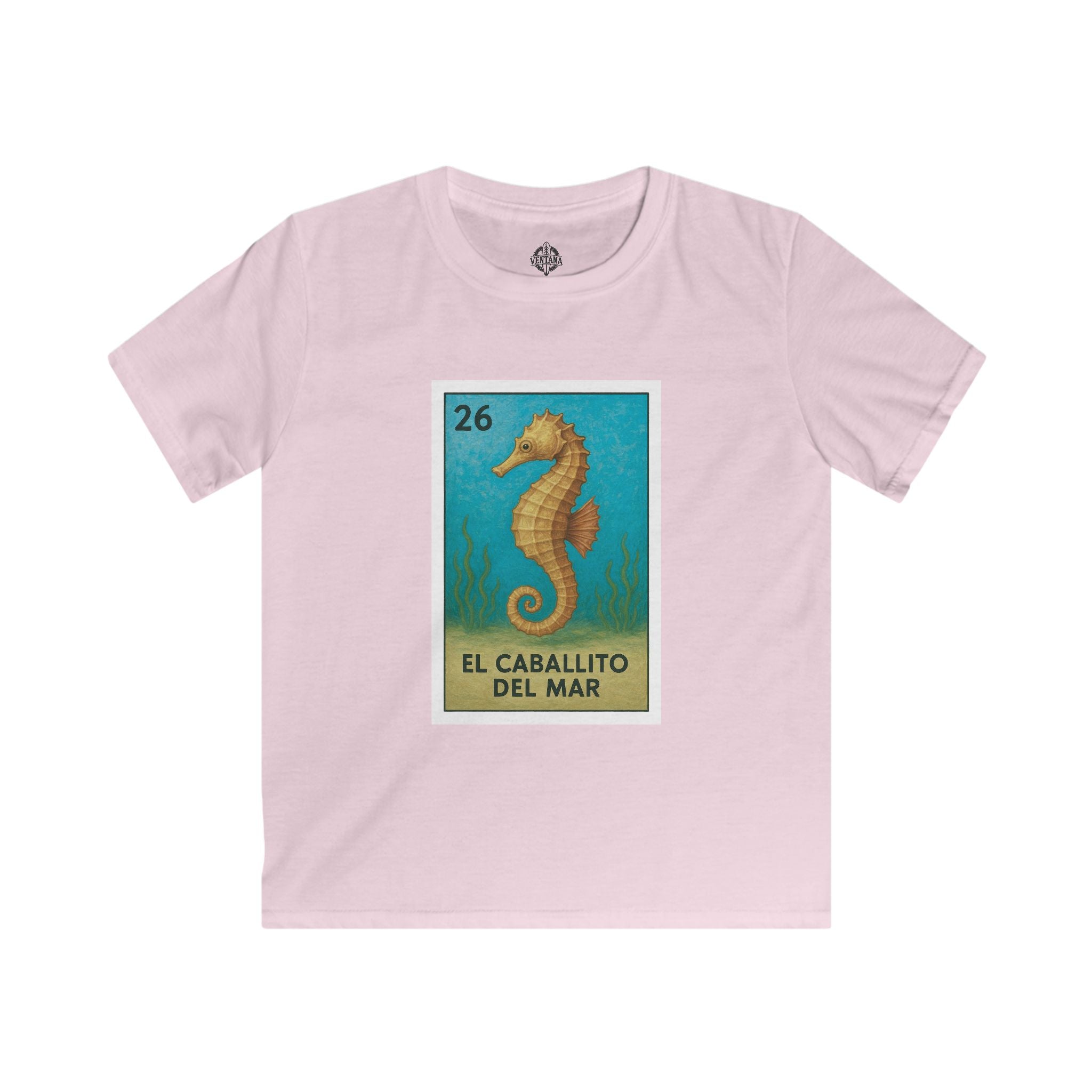 Seahorse Lotería Kids - Soft Style U.S. Cotton T-Shirt (El Caballito del Mar)