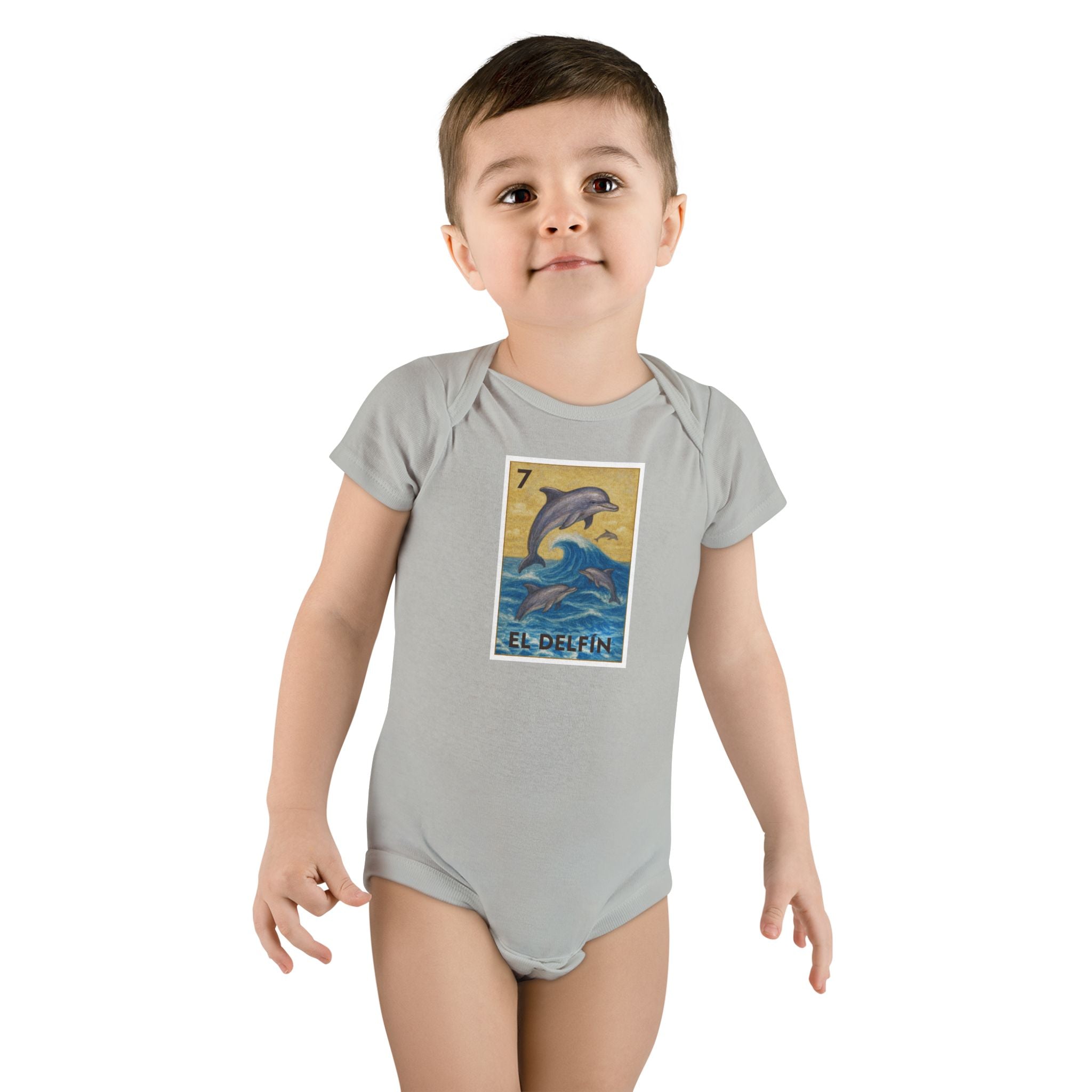 Dolphin Lotería - Baby Short Sleeve 100% Cotton Onesie (El Delfín)