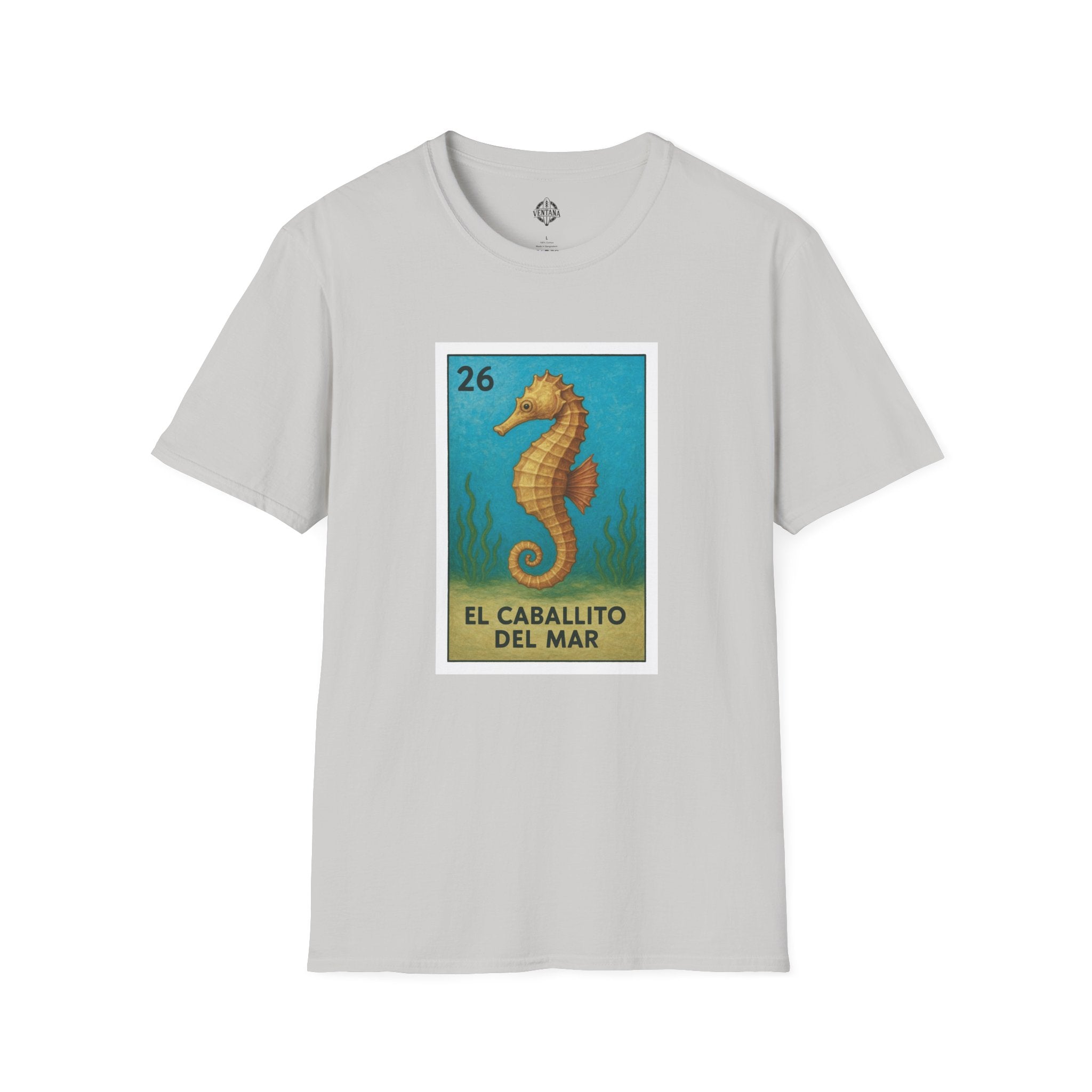 Seahorse Lotería Unisex - Soft Style U.S. Cotton T-Shirt (El Caballito del Mar)