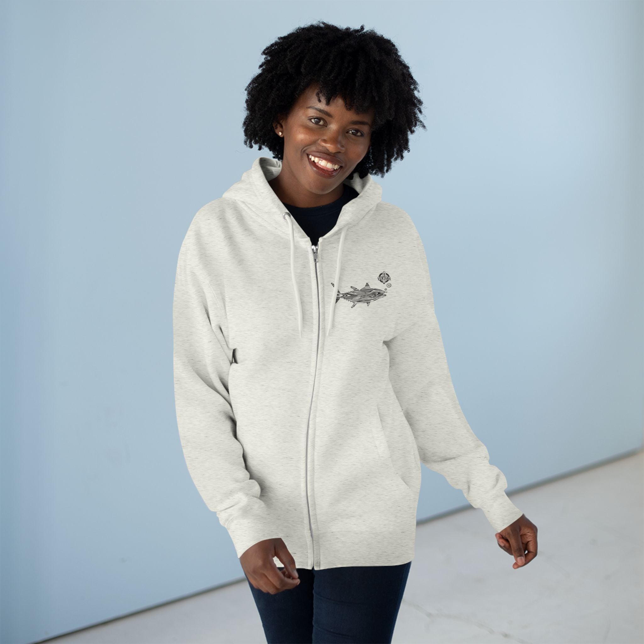 Ventana Wooden Tuna Unisex - Zip Cotton Blend Fleece Hoodie