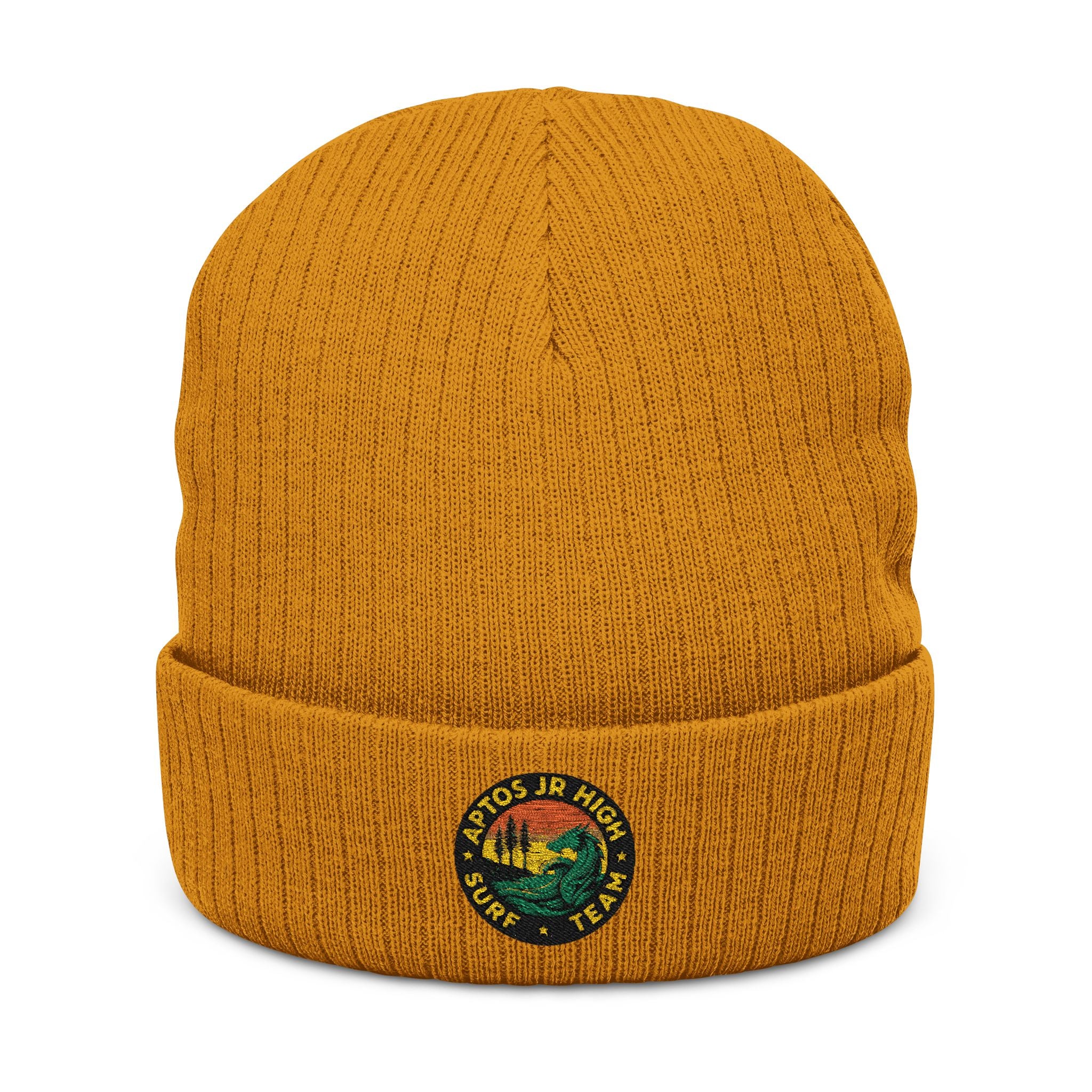 Aptos Junior High Surf Team - Embroidered Unisex Ribbed Knit Beanie with Recycled Polyester