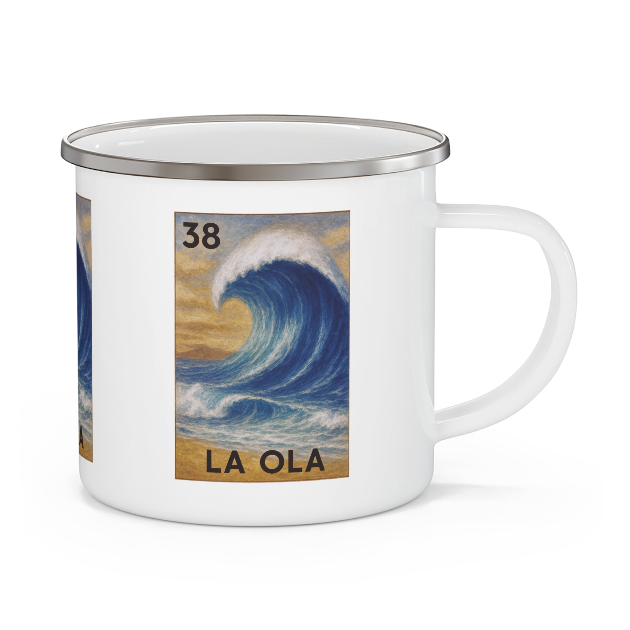 Wave Lotería Enamel Camping Mug (La Ola) (12oz - small)