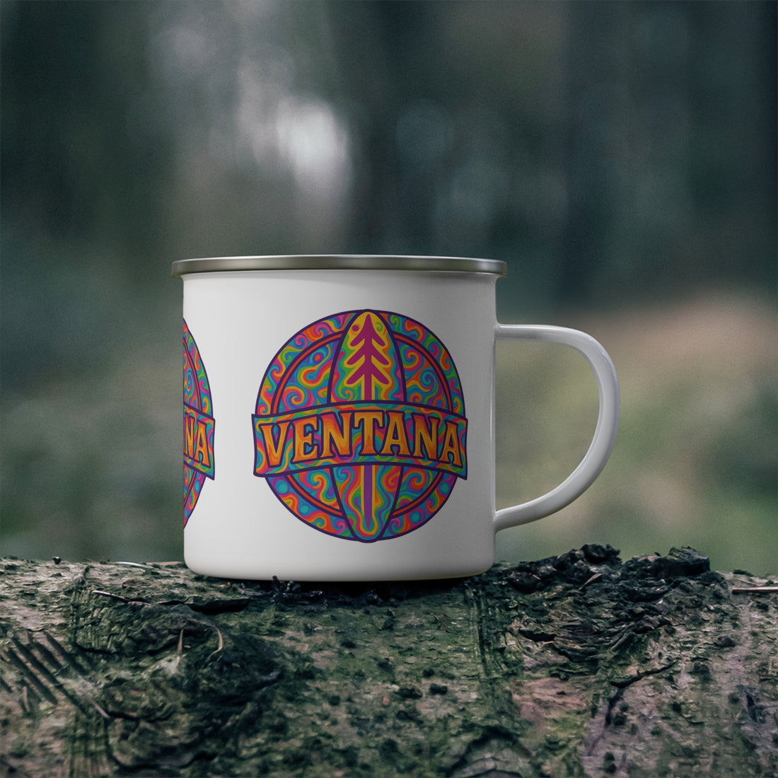 Ventana Psychedelic Treefish Logo Enamel Camping Mug (12oz - small)