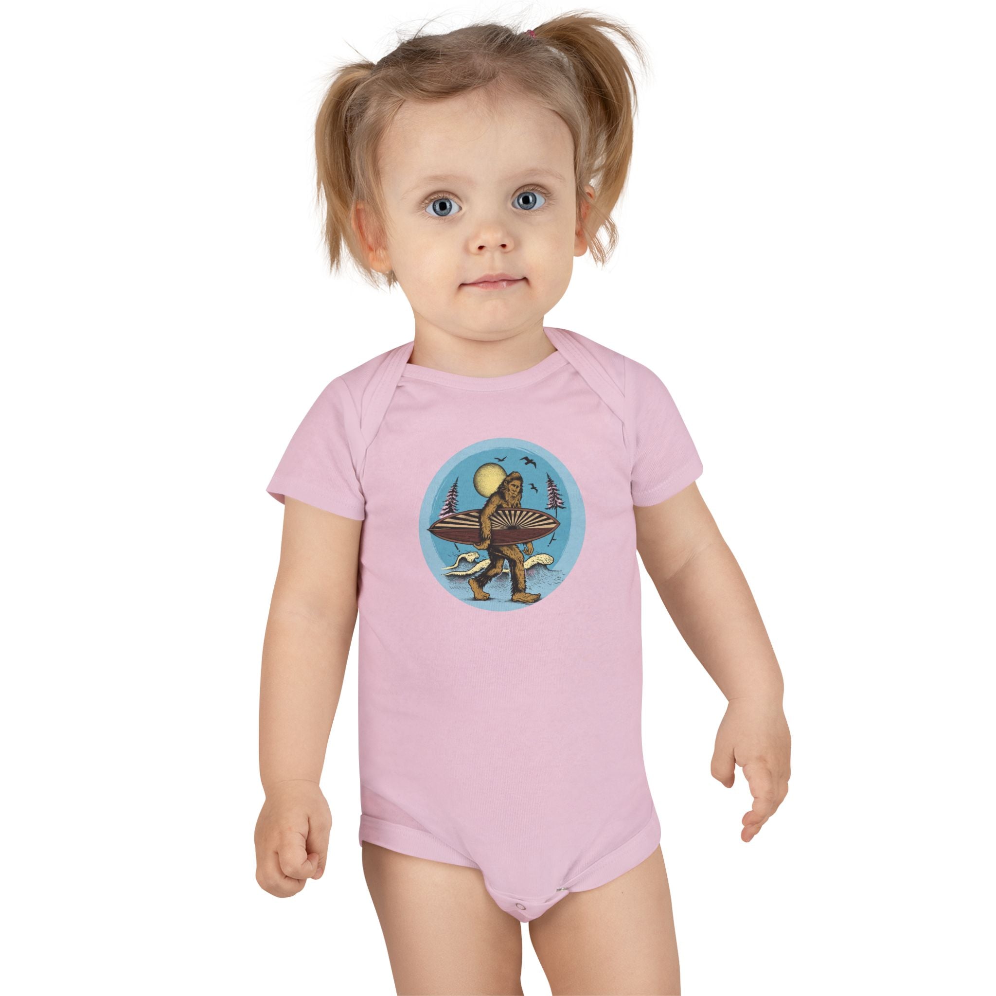 Ventana Surfsquatch by Thiago Bianchini - Baby Short Sleeve 100% Cotton Onesie