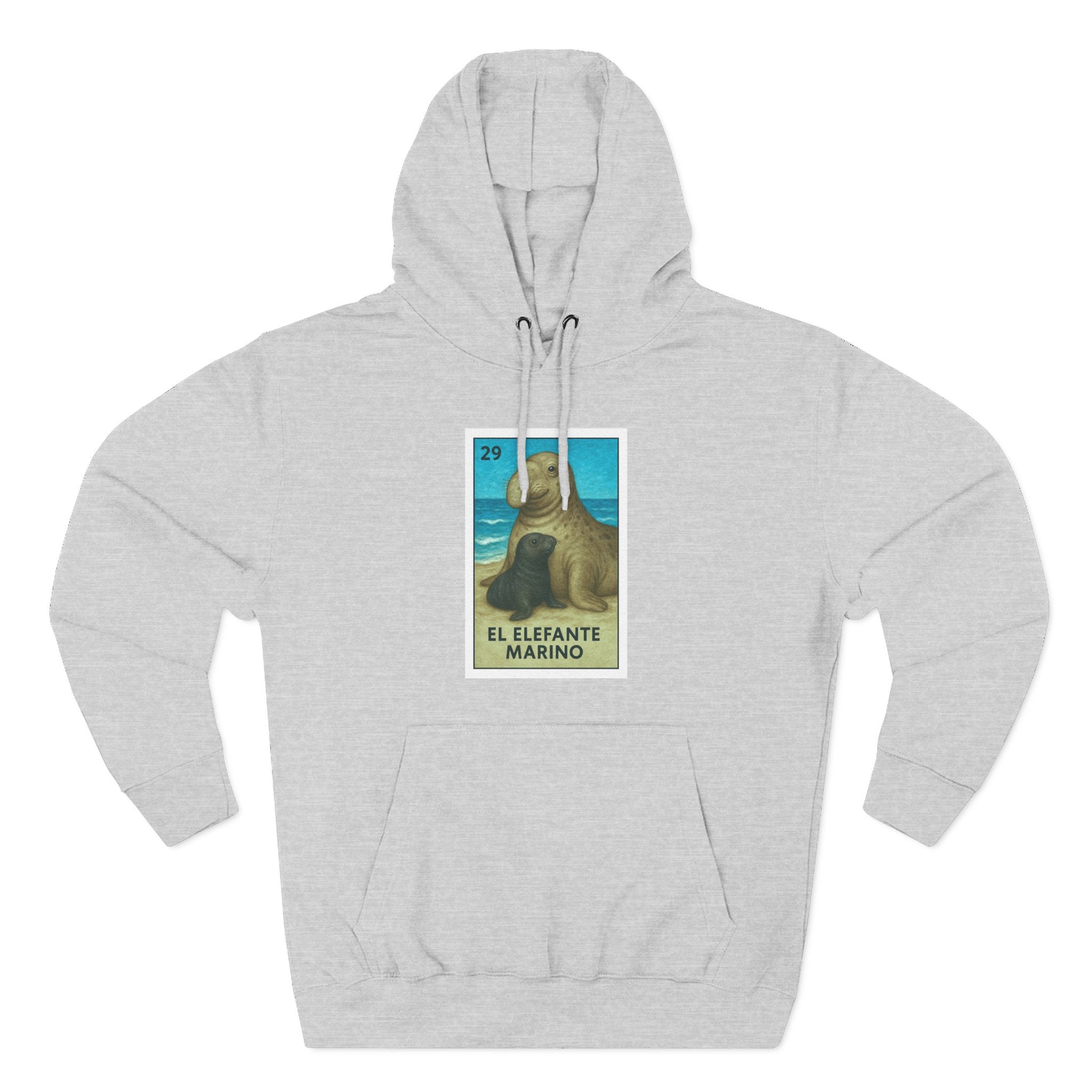 Elephant Seal Lotería Unisex - Pull-Over Cotton Blend Fleece Hoodie (El Elefanto Marino)