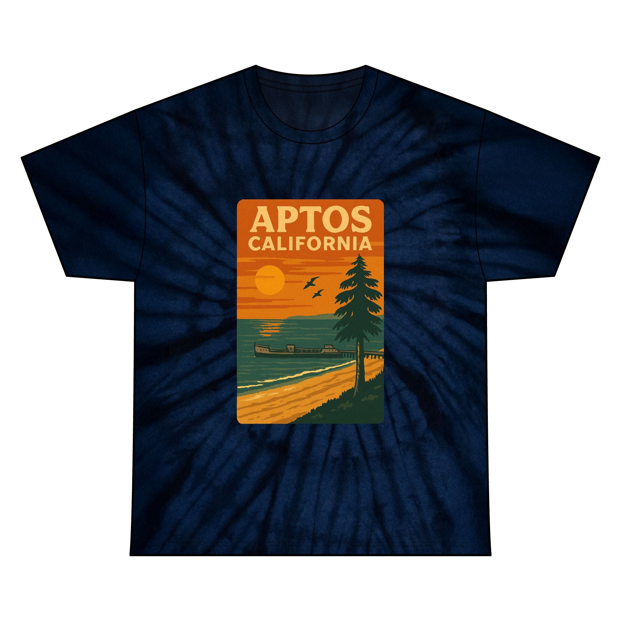Aptos California Sunset Unisex Tie Dye - 100% Cotton T-Shirt