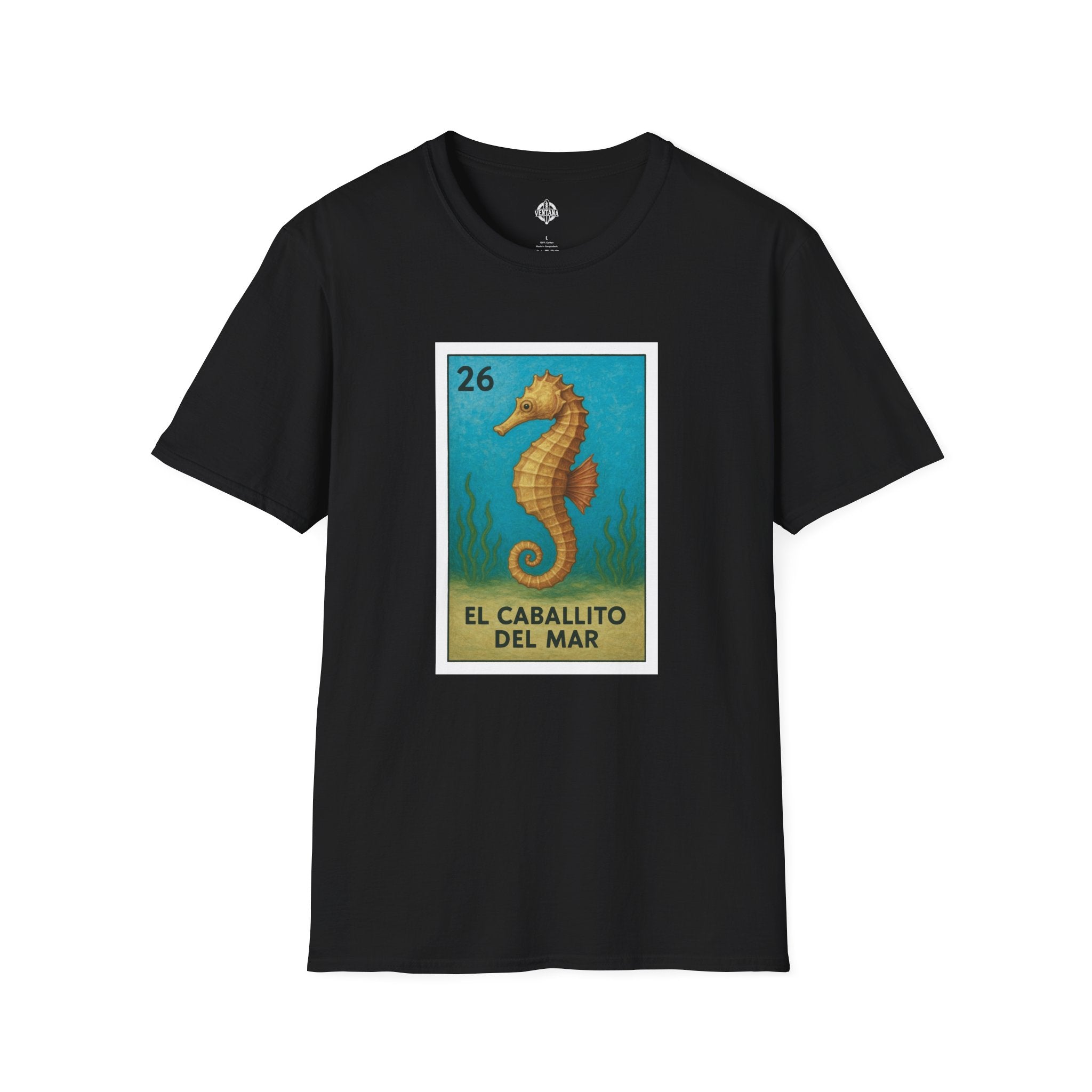 Seahorse Lotería Unisex - Soft Style U.S. Cotton T-Shirt (El Caballito del Mar)