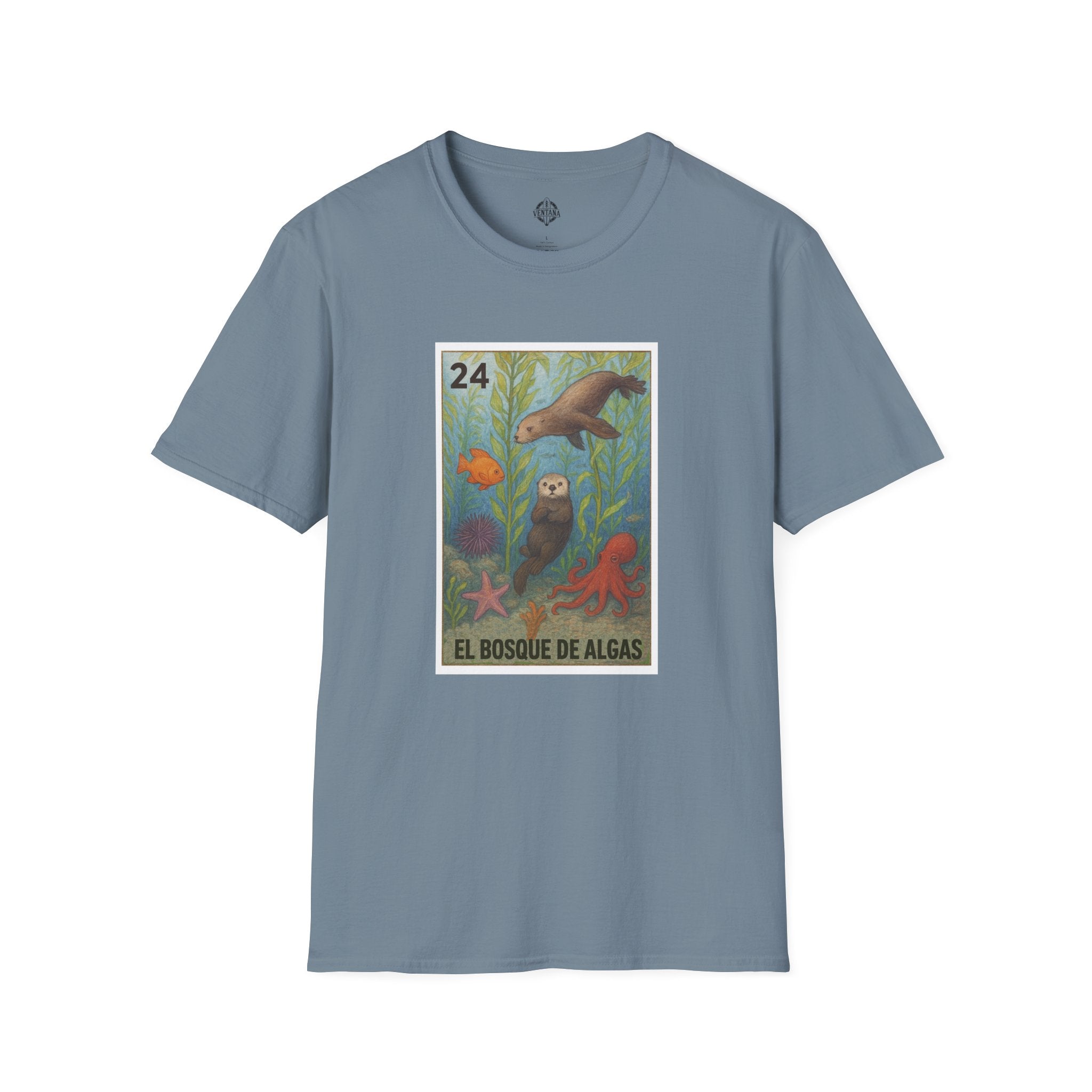 Kelp Forest Lotería Unisex - Soft Style U.S. Cotton T-Shirt (El Bosque de Algas)