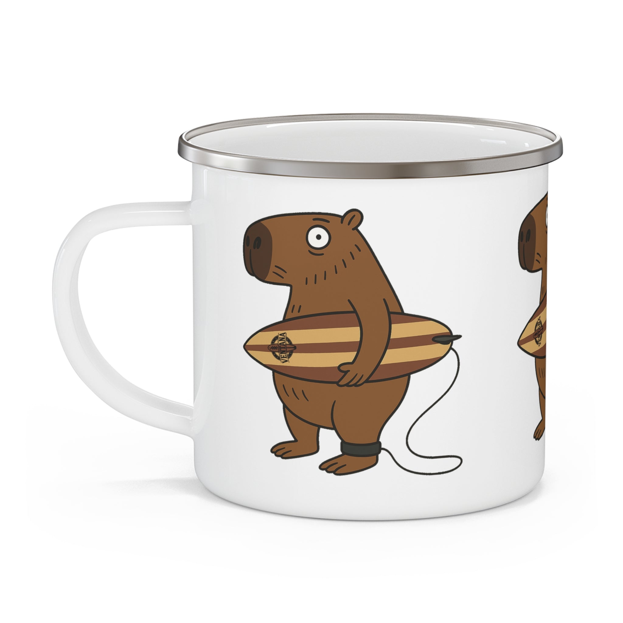 Capybara Surfer Enamel Camping Mug (12oz - small)