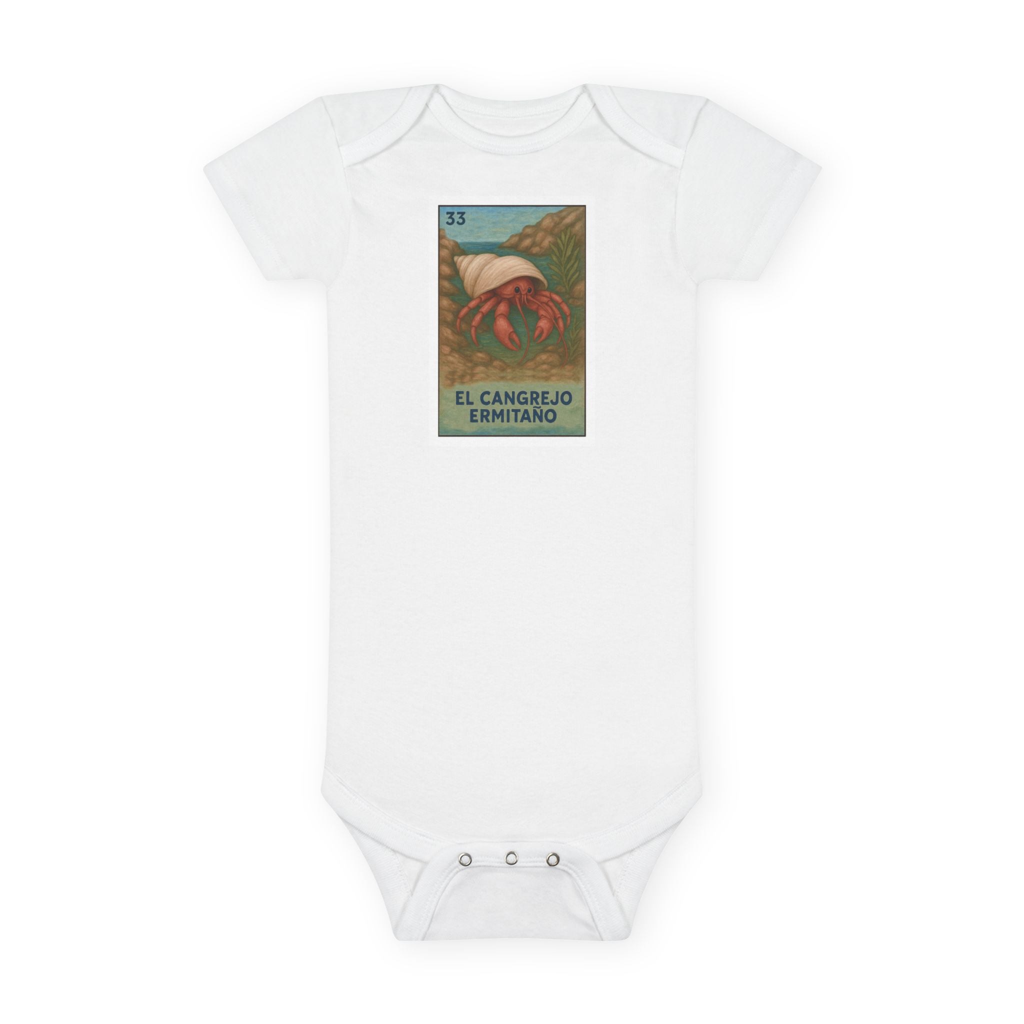 Hermit Crab Lotería - Baby Short Sleeve 100% Cotton Onesie (El Cangrejo Ermitaño)