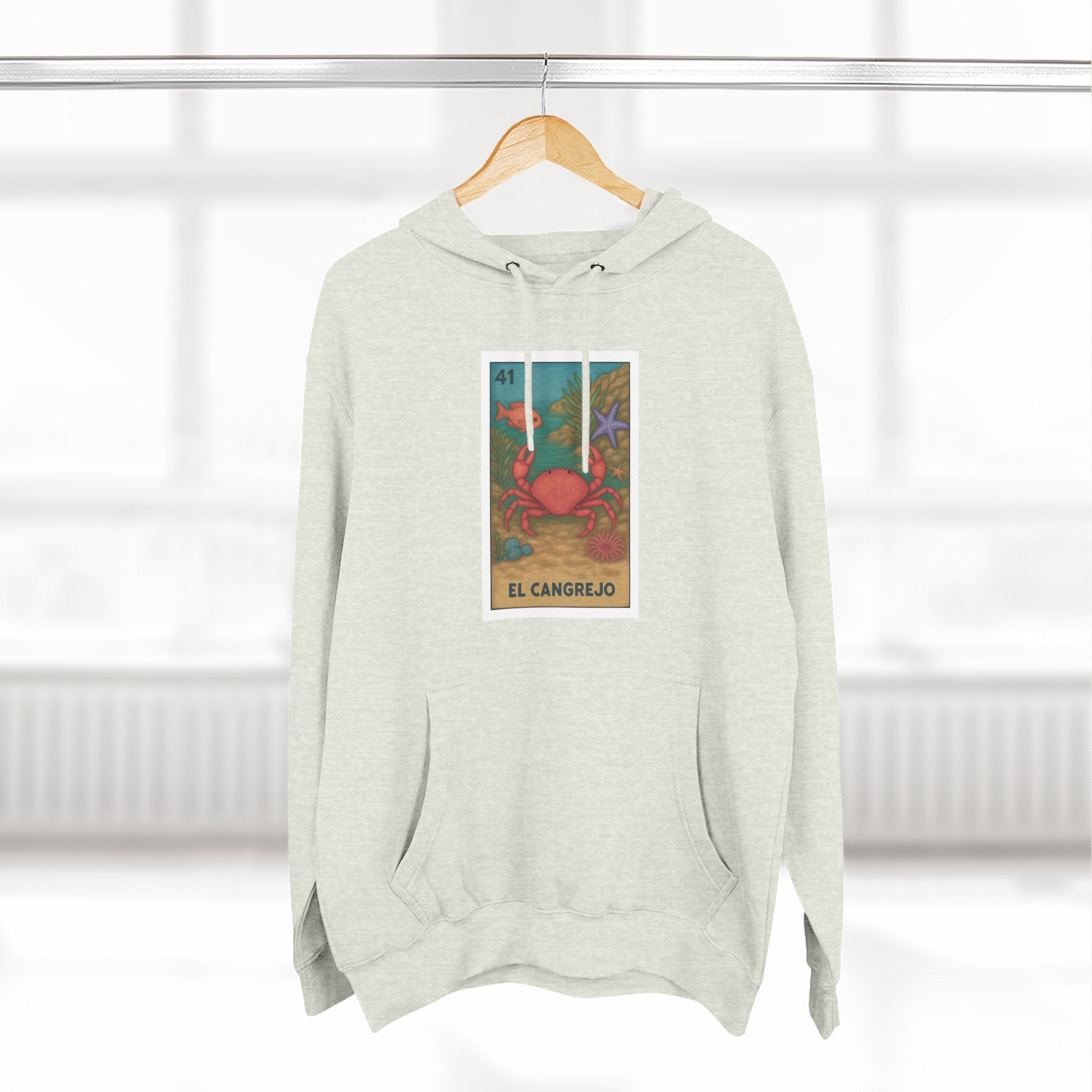 Crab Lotería Unisex - Pull-Over Cotton Blend Fleece Hoodie (El Cangrejo)
