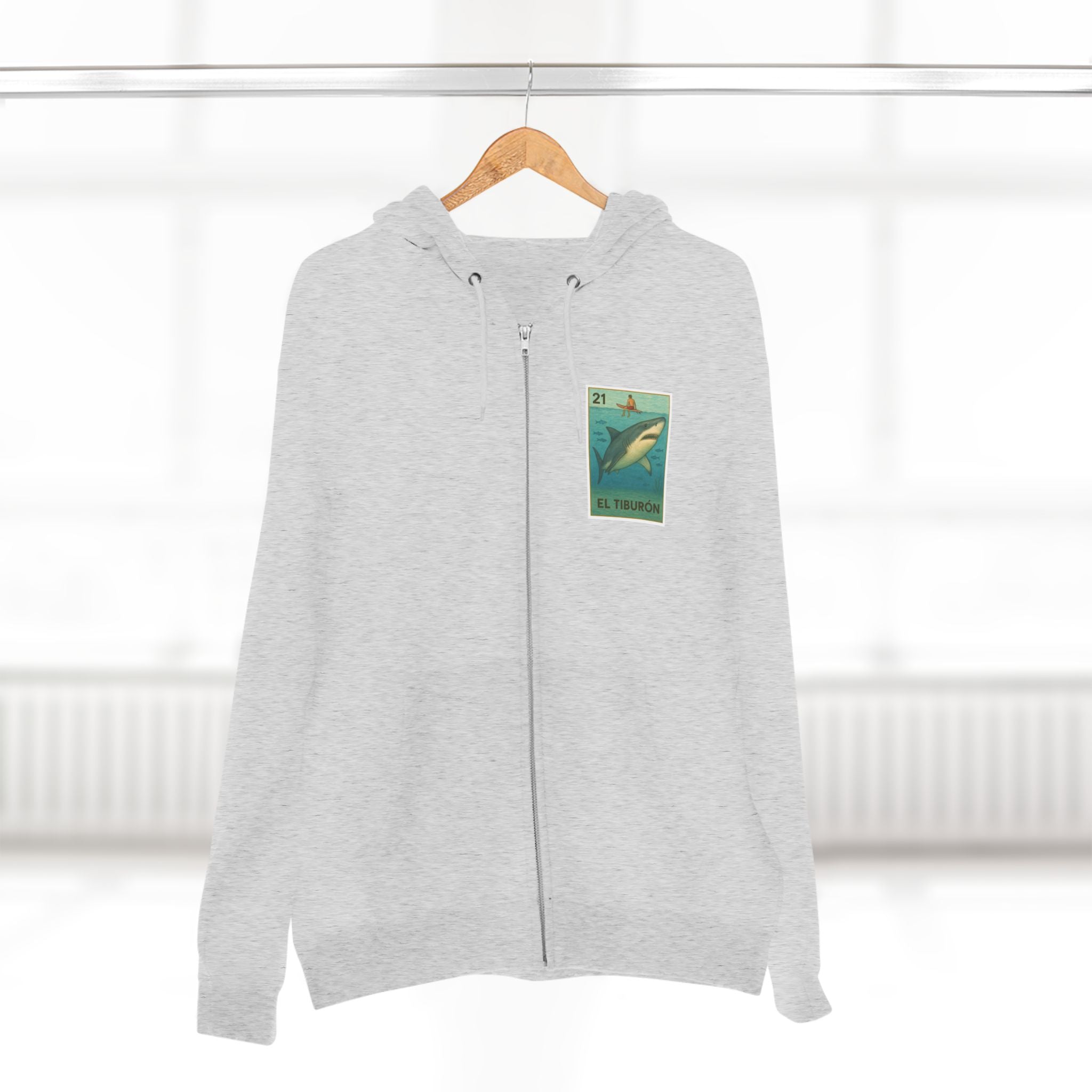 Shark Lotería Unisex - Zip Cotton Blend Fleece Hoodie (El Tiburón)