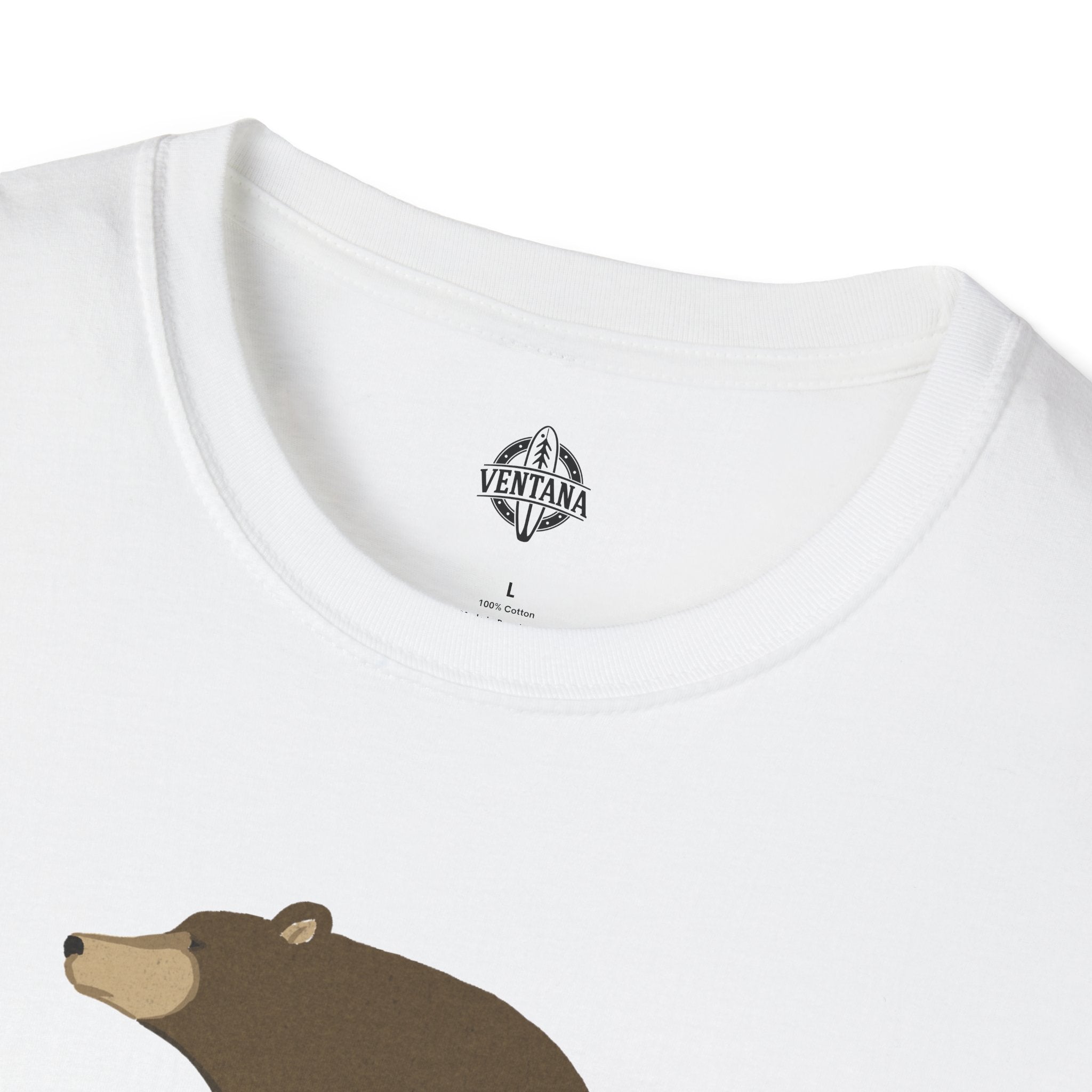 Surfing Grizzly Bear by Fabian Lavater Unisex - Soft Style U.S. Cotton T-Shirt
