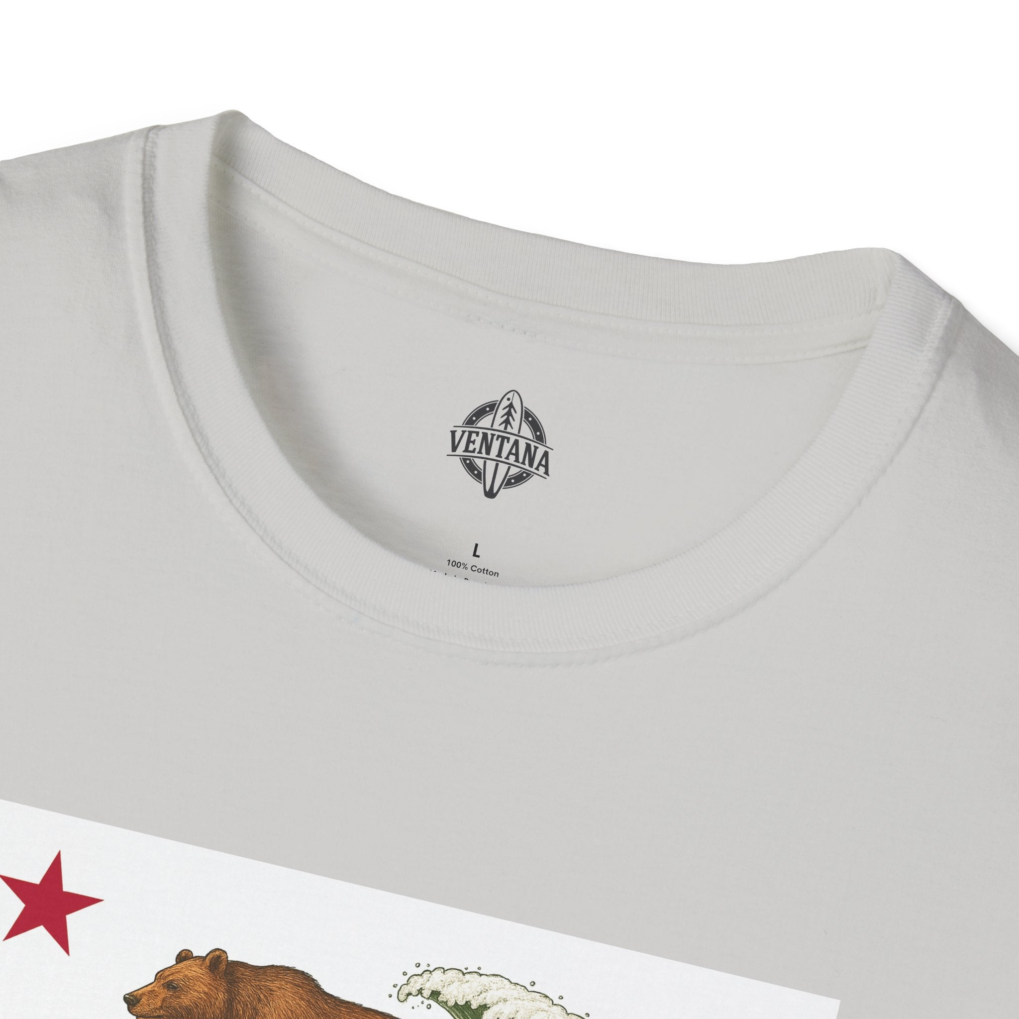 California Surfing Bear Flag Unisex - Soft Style U.S. Cotton T-Shirt