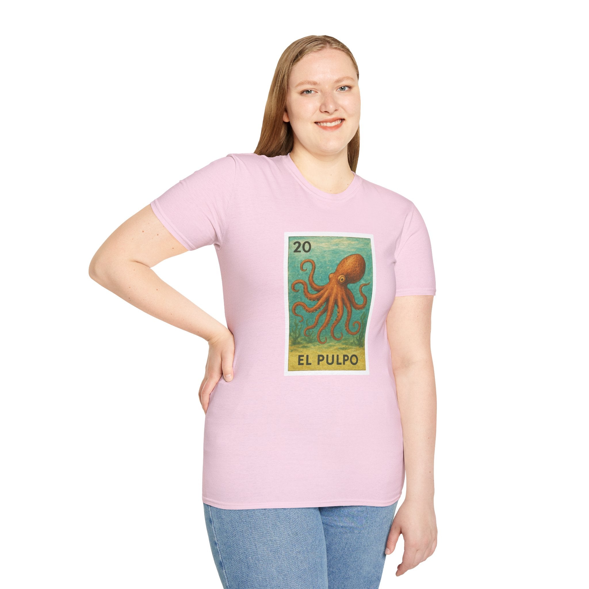 Octopus Lotería Unisex - Soft Style U.S. Cotton T-Shirt (El Pulpo)