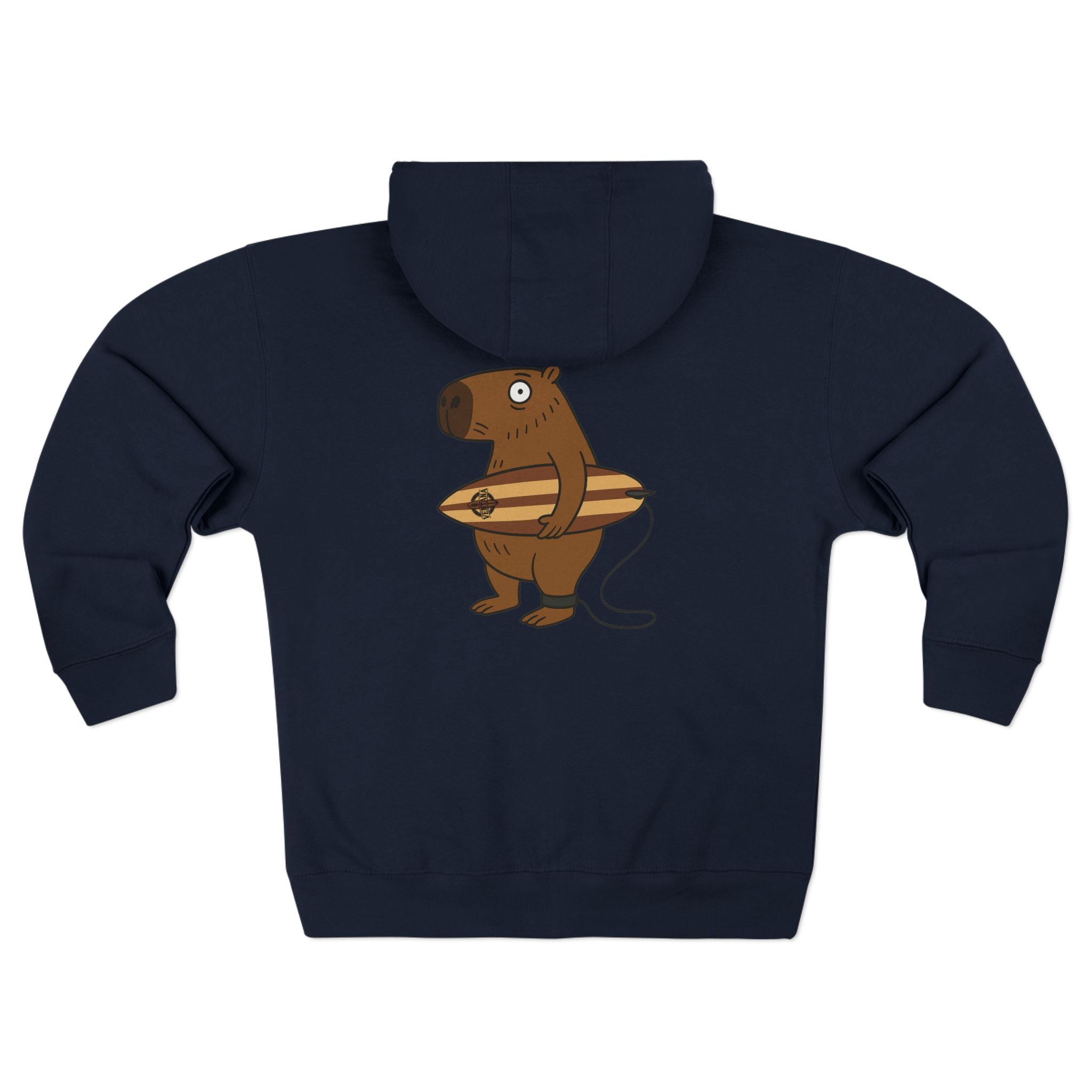 Capybara Surfer Unisex - Zip Cotton Blend Fleece Hoodie
