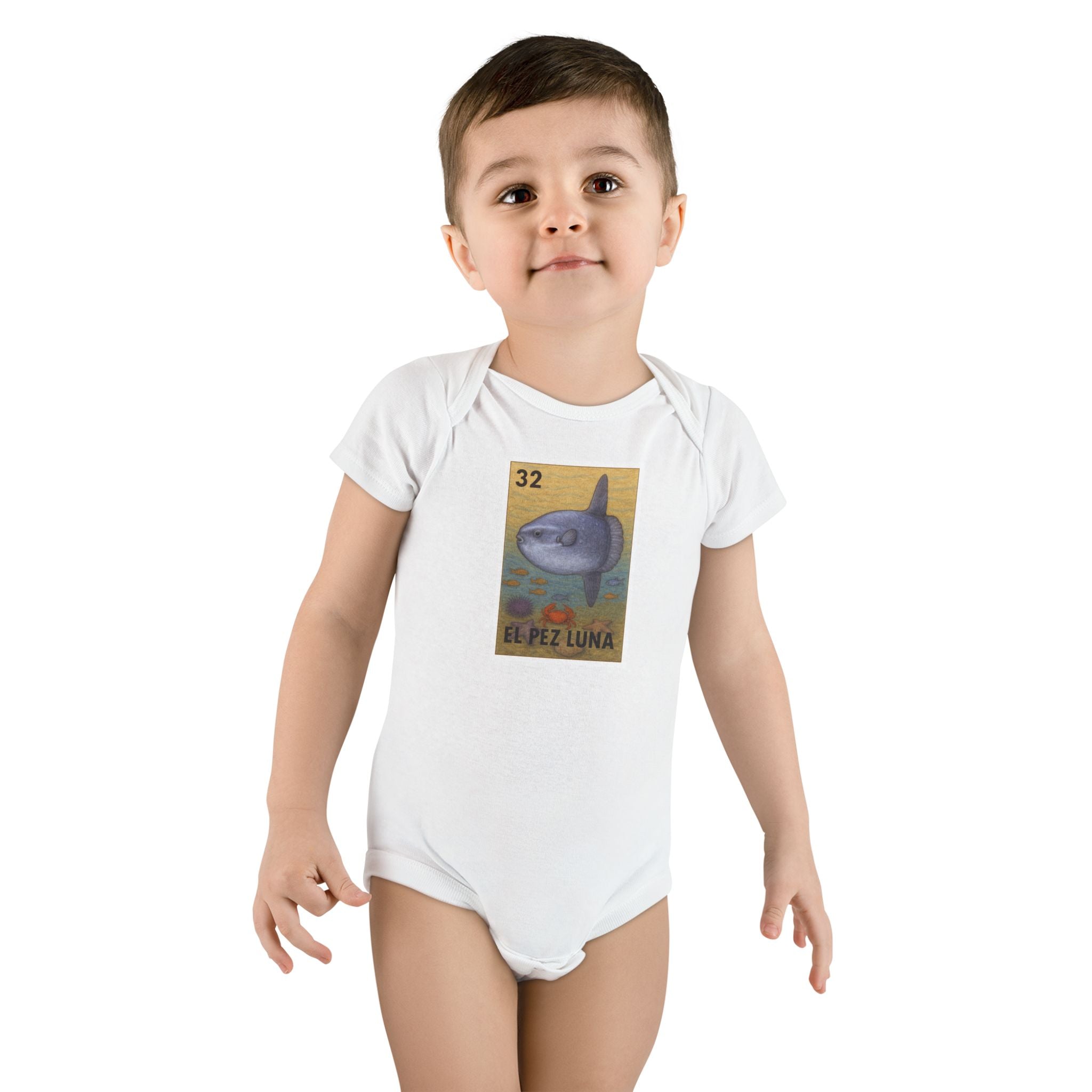 Sunfish Lotería - Baby Short Sleeve 100% Cotton Onesie (El Pez Luna)