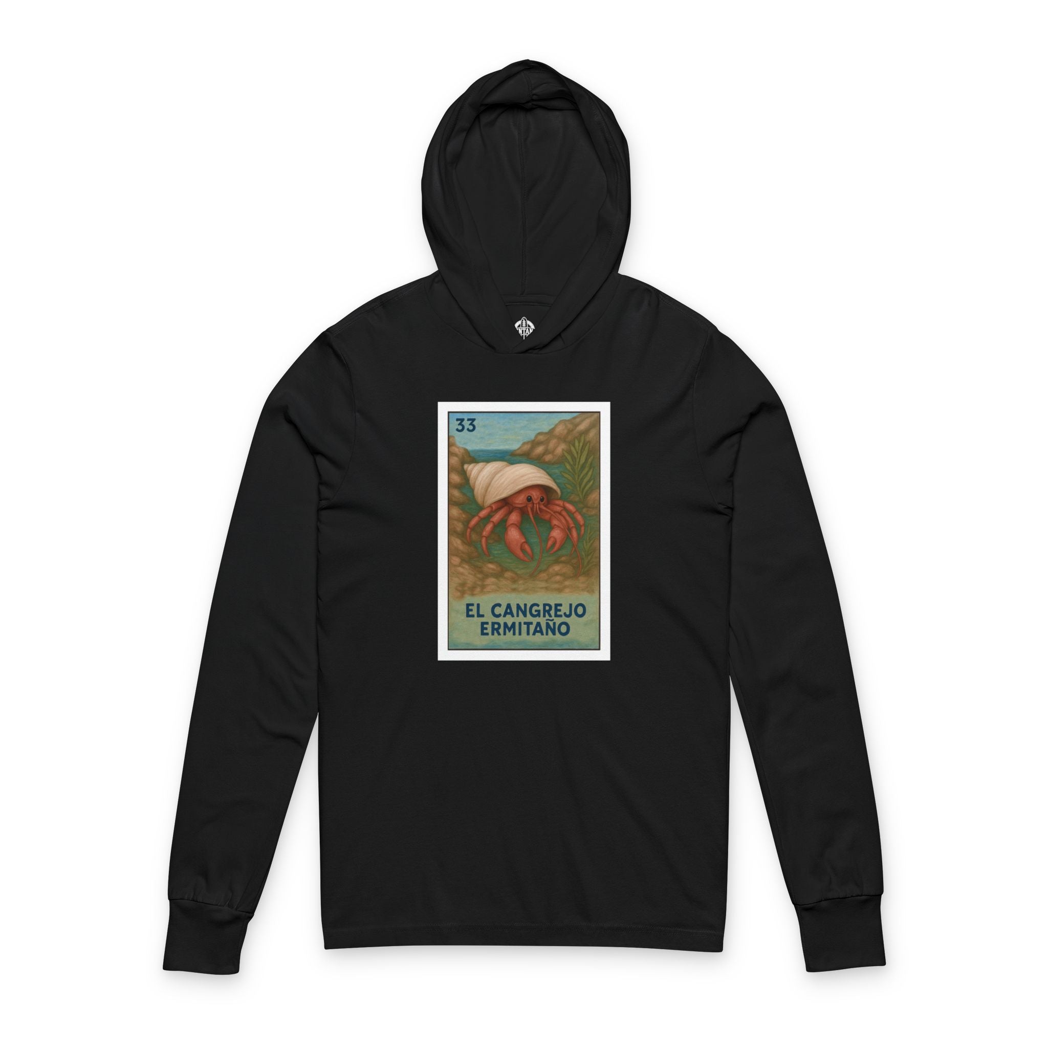 Hermit Crab Lotería Unisex - Cotton Hooded Long Sleeve Hooded T-Shirt (El Cangrejo Ermitaño)