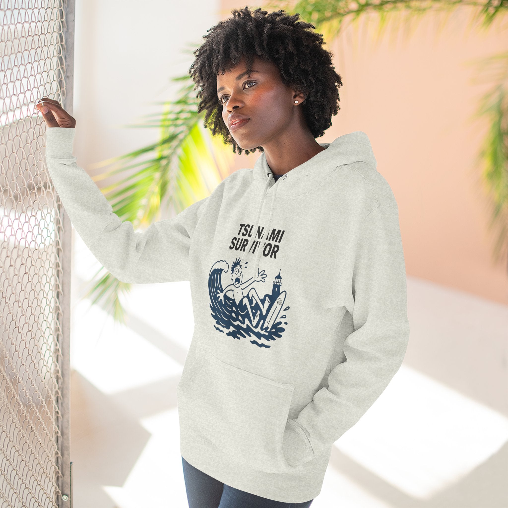 Tsunami Survivor Unisex - Pull-Over Cotton Blend Fleece Hoodie