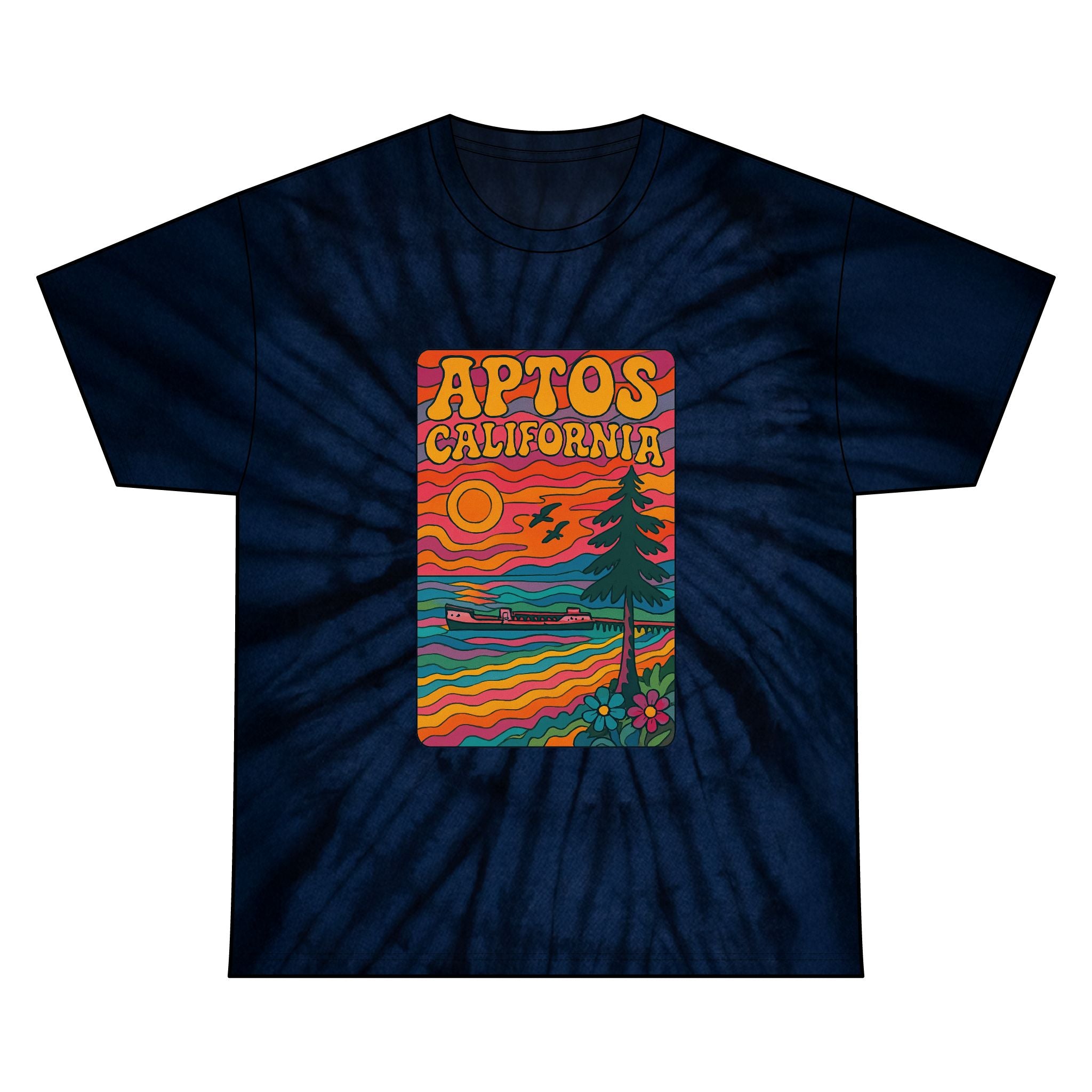 Aptos California Psychedelic Tie Die Unisex - 100% Cotton T-Shirt