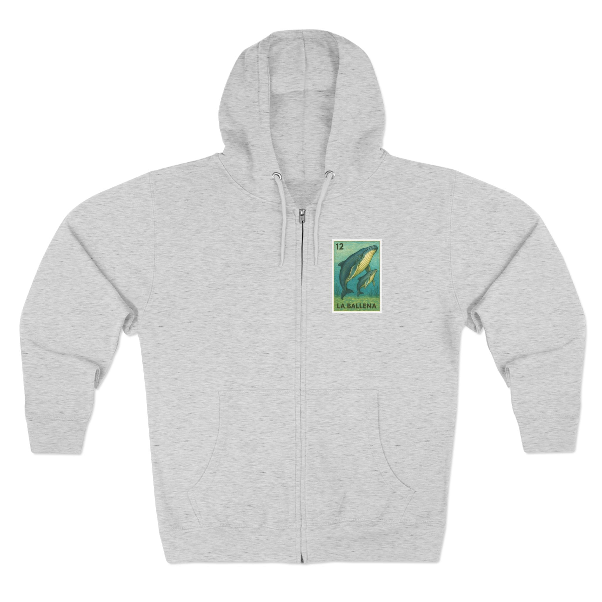 Whale Lotería Unisex - Zip Cotton Blend Fleece Hoodie (La Ballena)