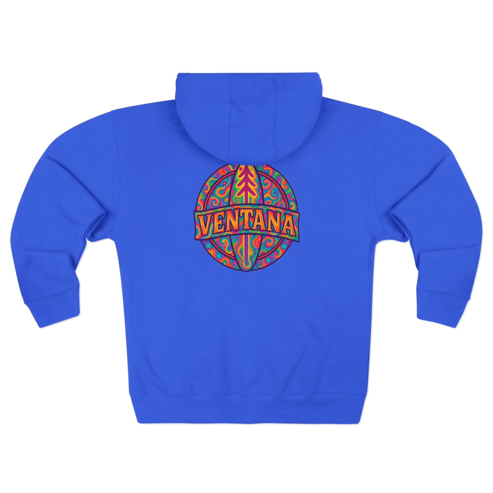 Ventana Psychedelic Treefish Logo Unisex - Zip Cotton Blend Fleece Hoodie