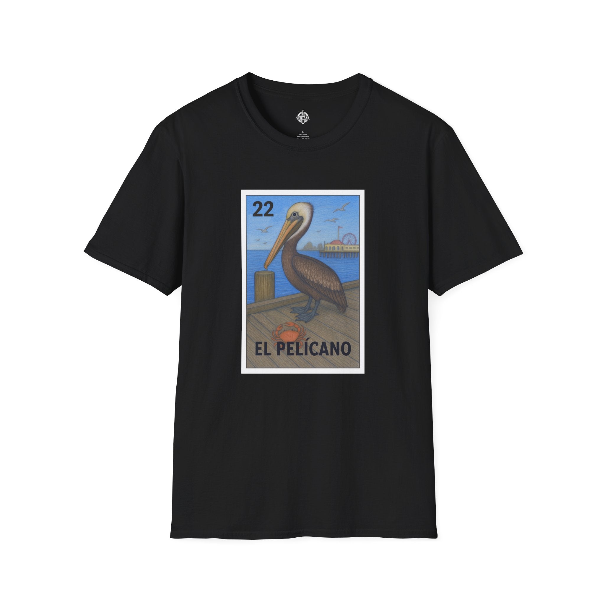 Pelican Lotería Unisex - Soft Style U.S. Cotton T-Shirt (El Pelícano)