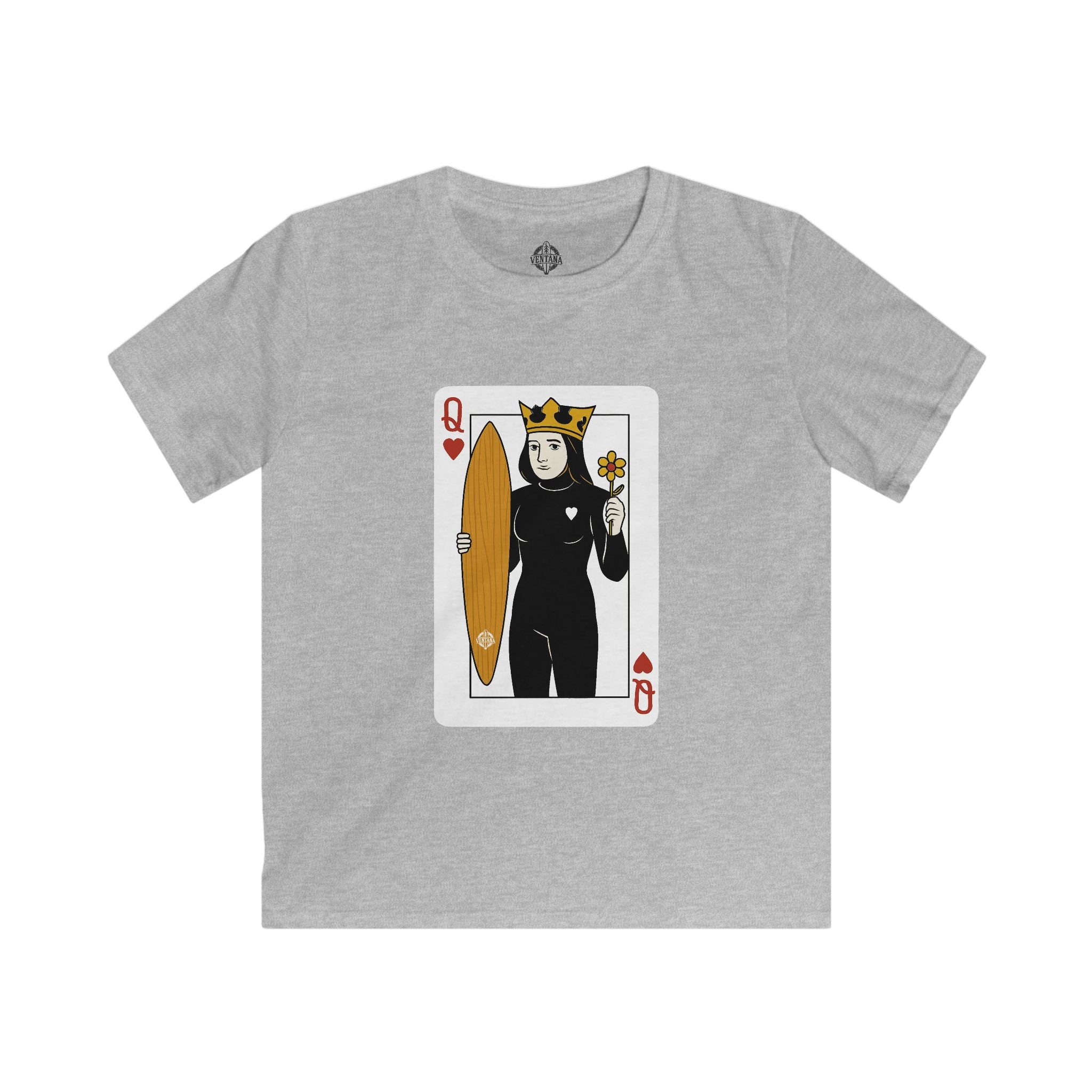 Queen of Hearts Surfer Kids - Soft Style U.S. Cotton T-Shirt