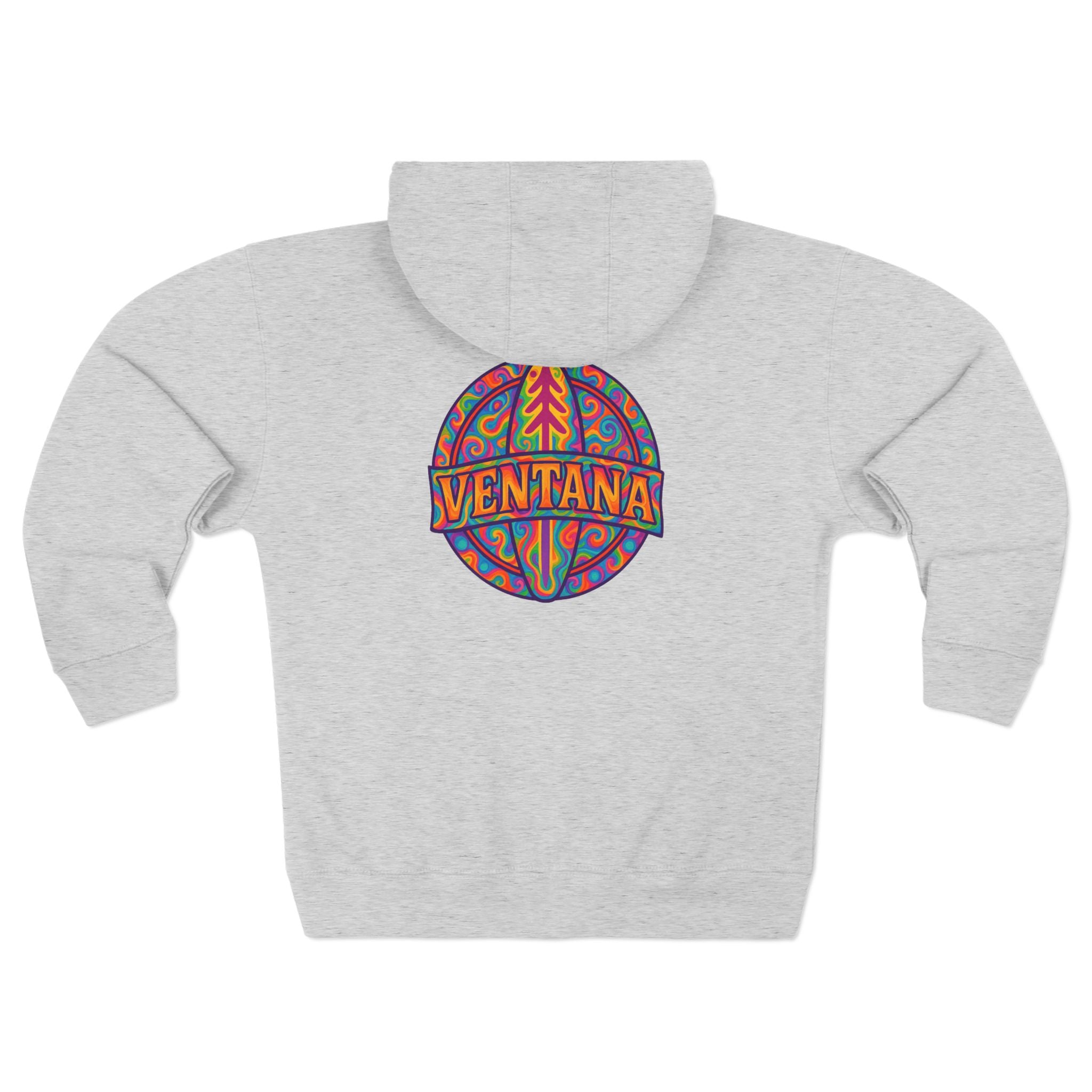 Ventana Psychedelic Treefish Logo Unisex - Zip Cotton Blend Fleece Hoodie