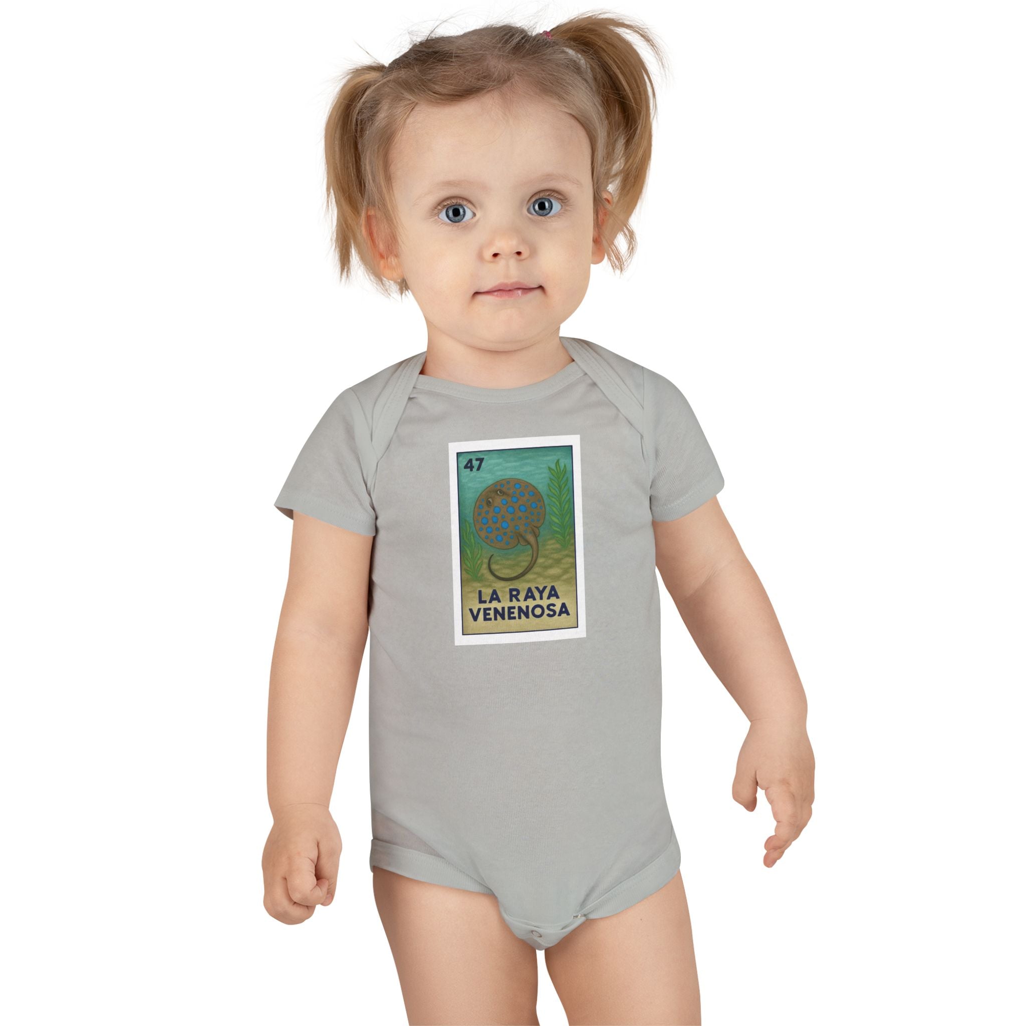 Stingray Lotería - Baby Short Sleeve 100% Cotton Onesie (La Raya Venenosa)
