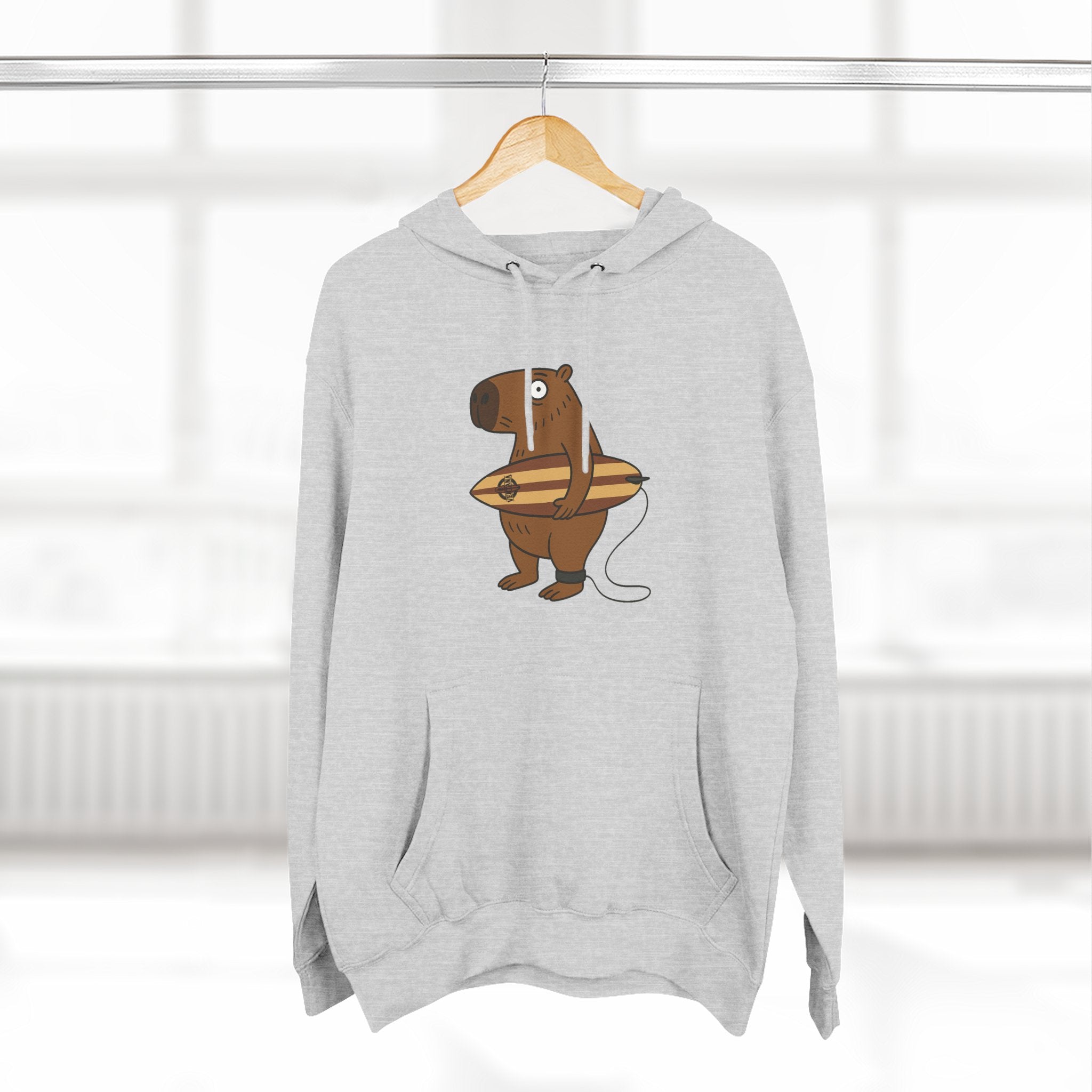 Capybara Surfer Unisex - Pull-Over Cotton Blend Fleece Hoodie