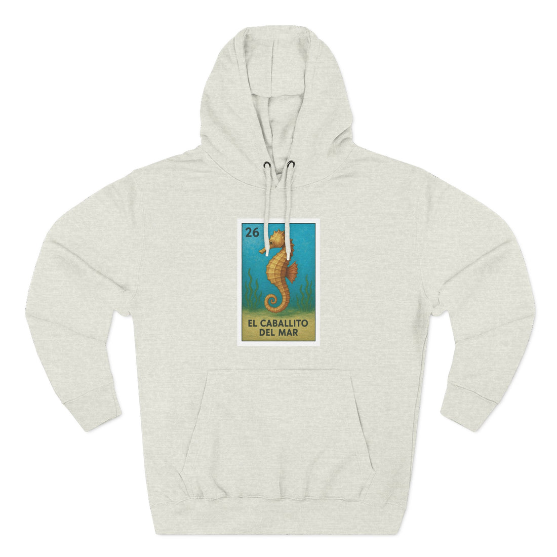 Seahorse Lotería Unisex - Pull-Over Cotton Blend Fleece Hoodie (El Caballito del Mar)