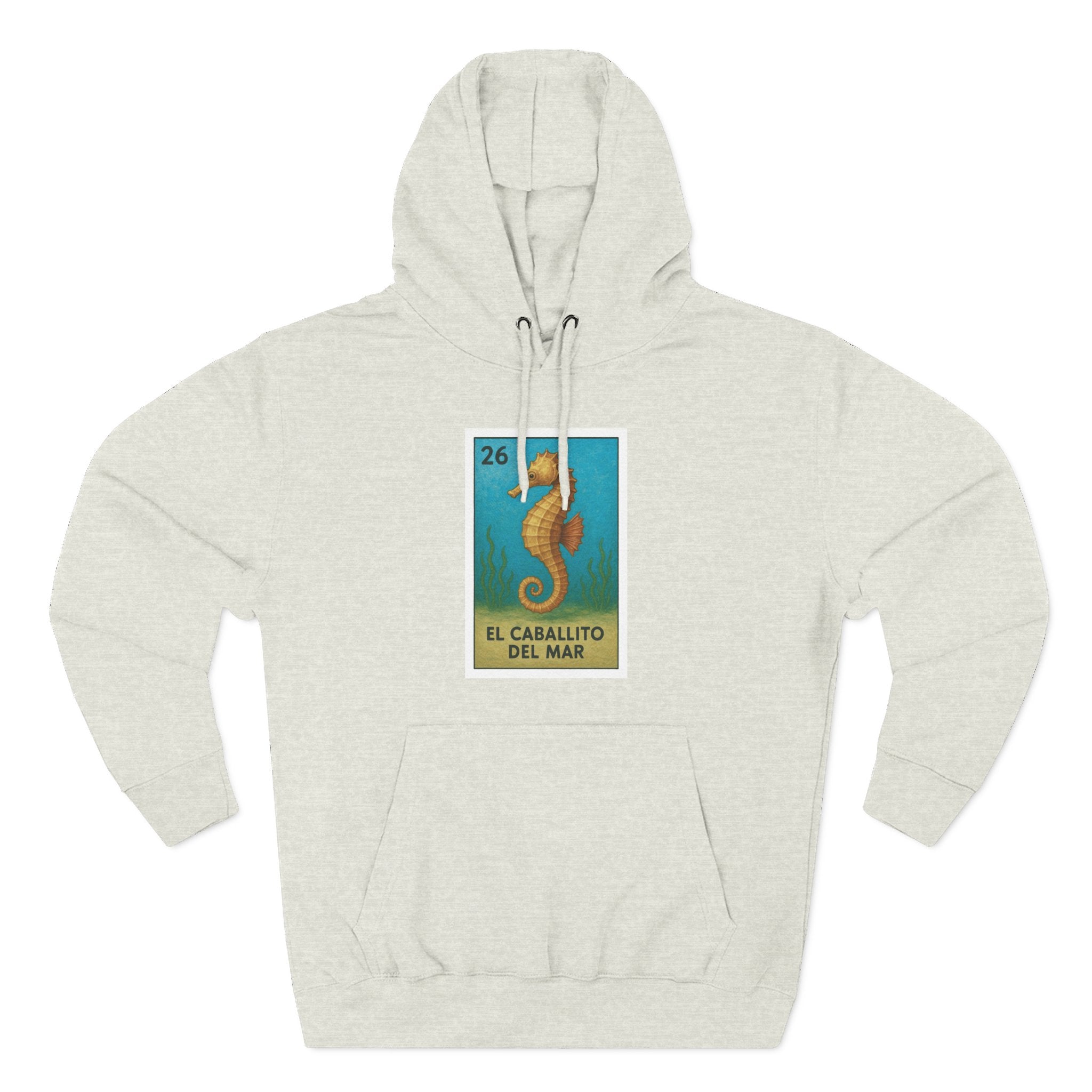 Seahorse Lotería Unisex - Pull-Over Cotton Blend Fleece Hoodie (El Caballito del Mar)
