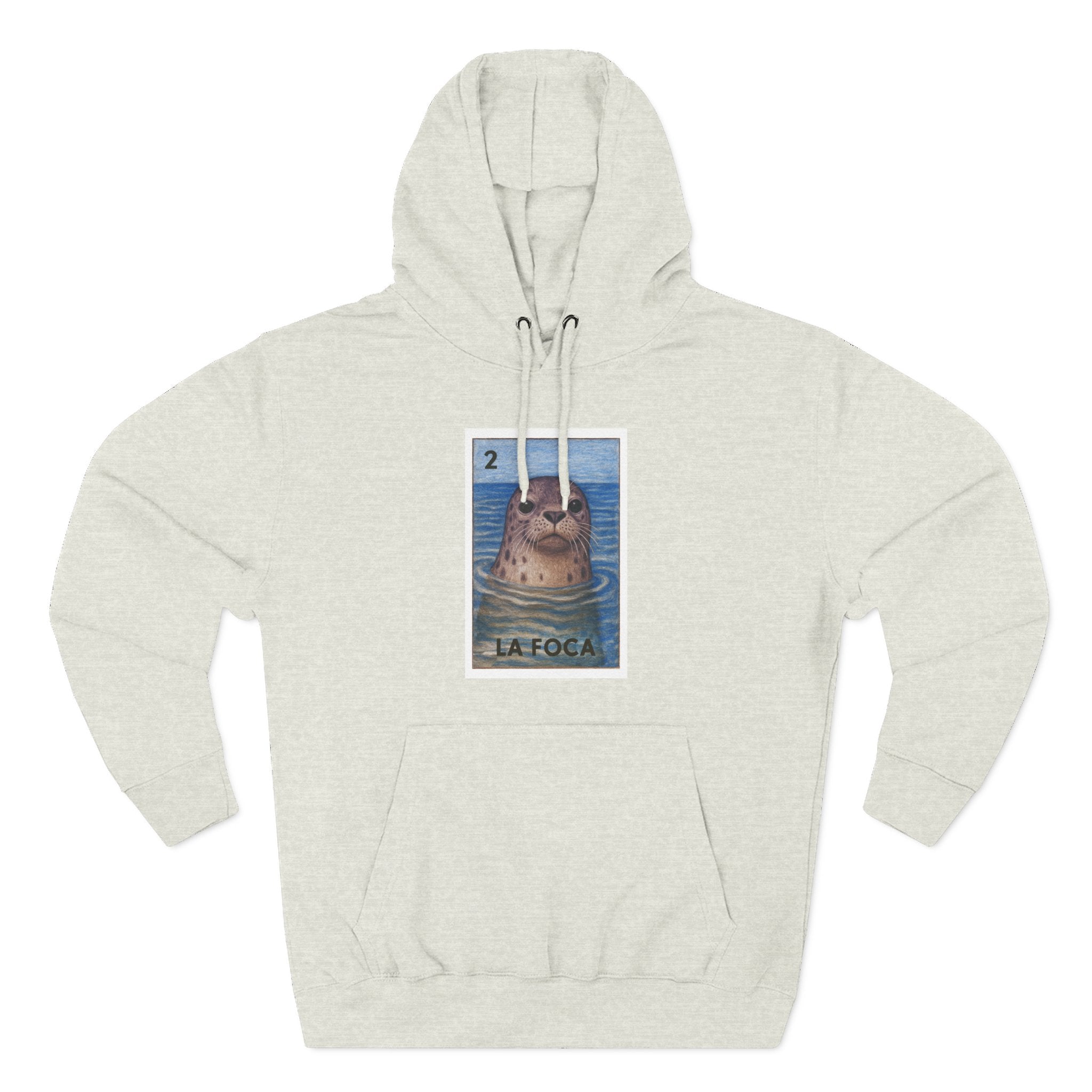 Seal Lotería Unisex - Pull-Over Cotton Blend Fleece Hoodie (La Foca)