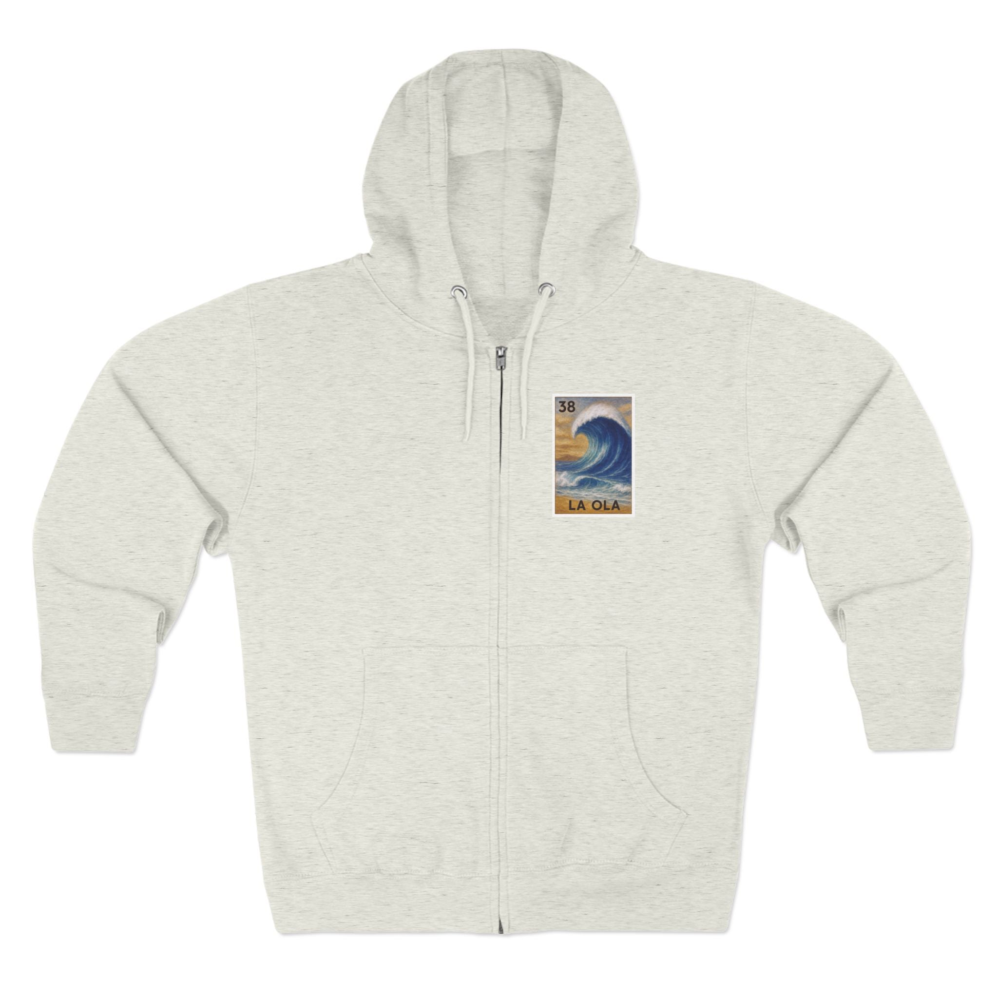 Wave Lotería Unisex - Zip Cotton Blend Fleece Hoodie (La Ola)