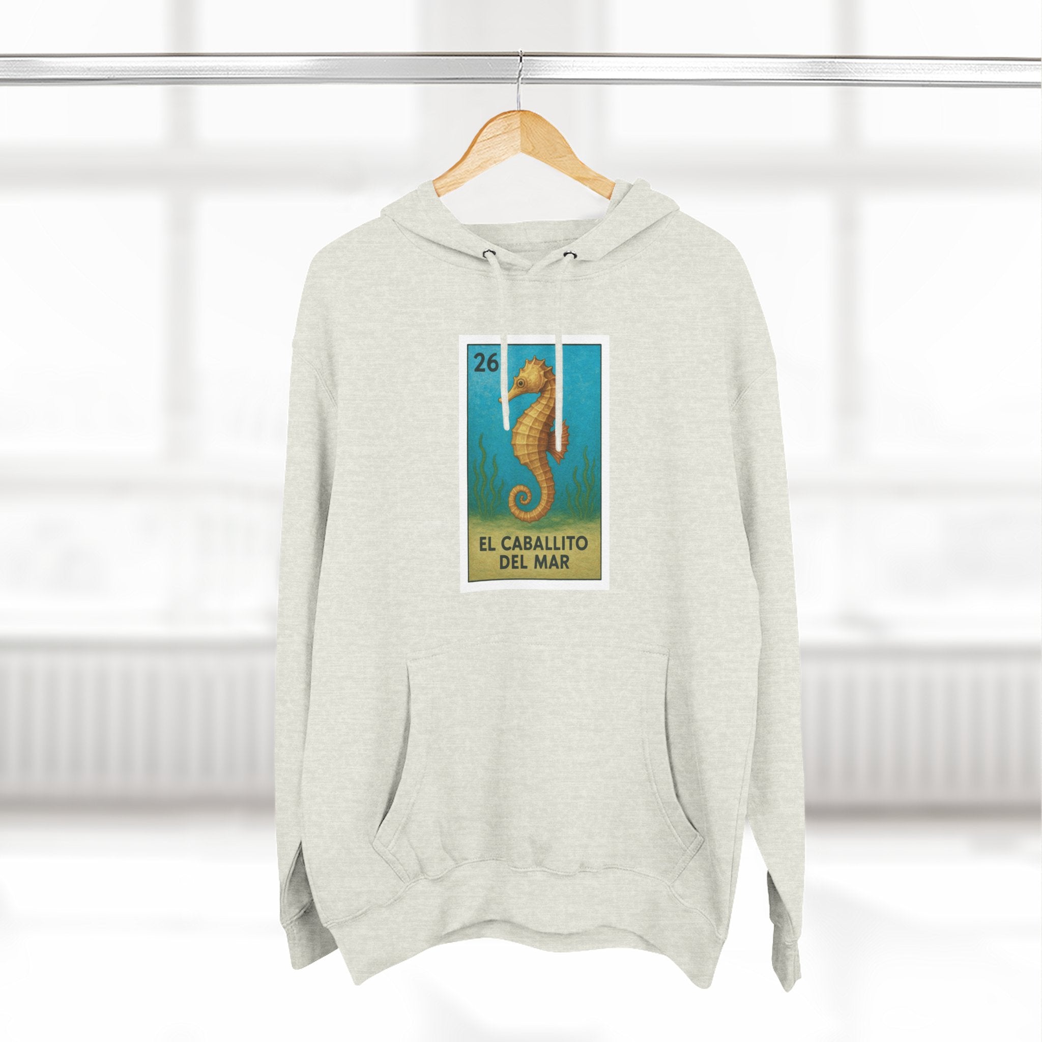 Seahorse Lotería Unisex - Pull-Over Cotton Blend Fleece Hoodie (El Caballito del Mar)
