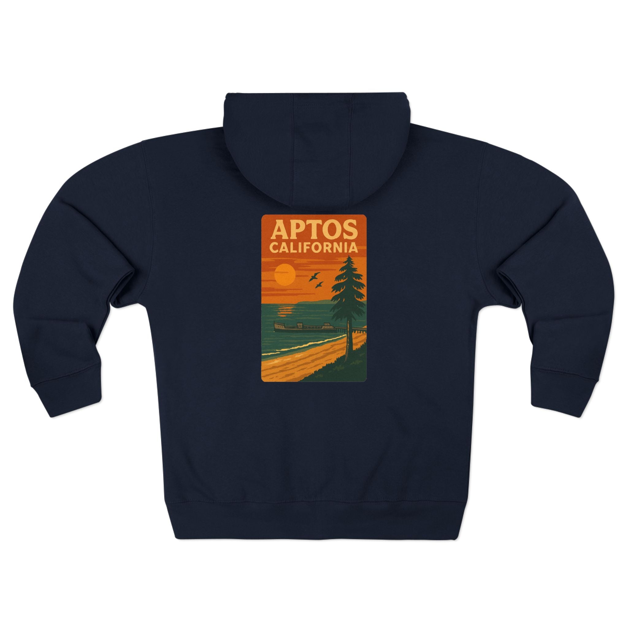 Aptos California Sunset Unisex - Zip Cotton Blend Fleece Hoodie