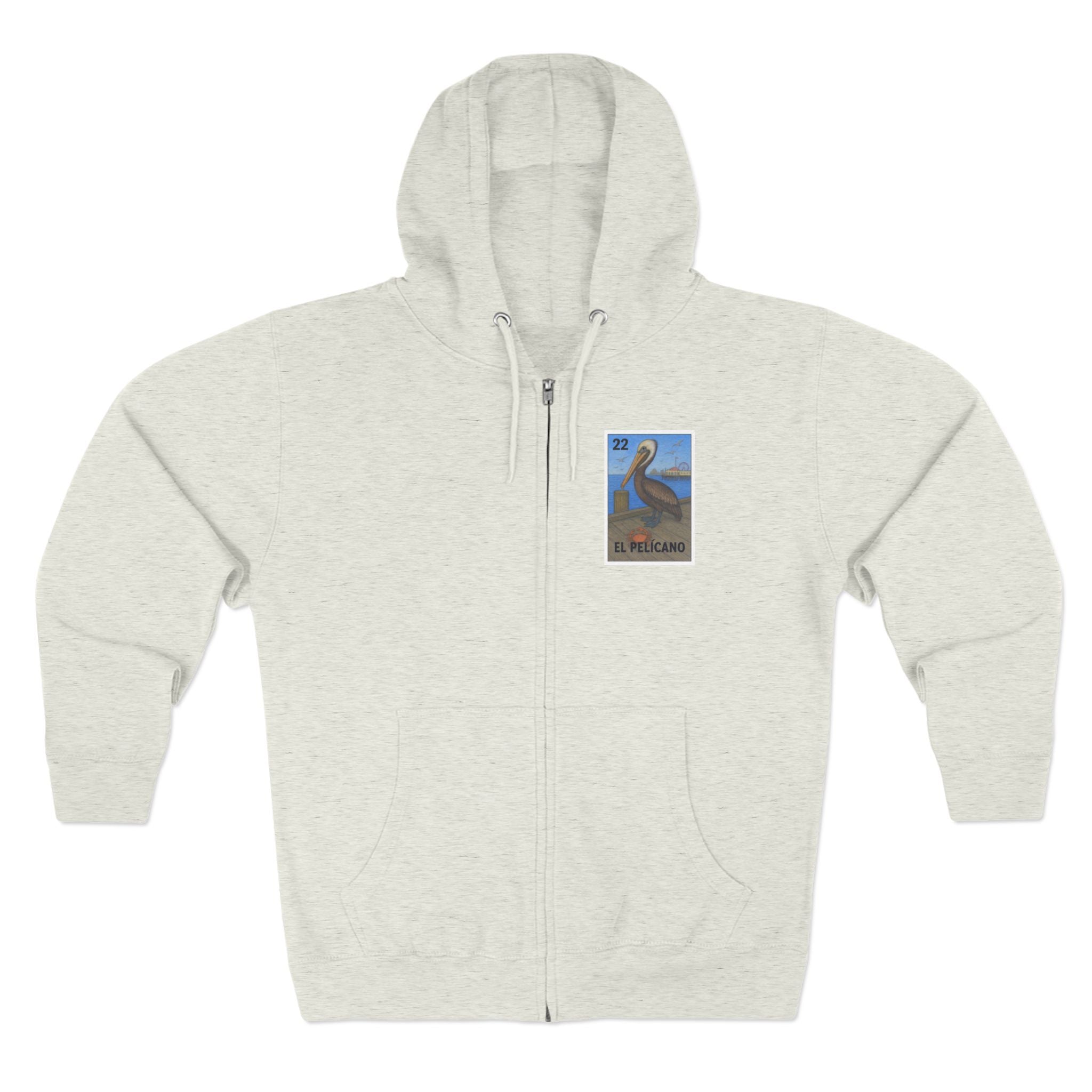 Pelican Lotería Unisex - Zip Cotton Blend Fleece Hoodie (El Pelícano)