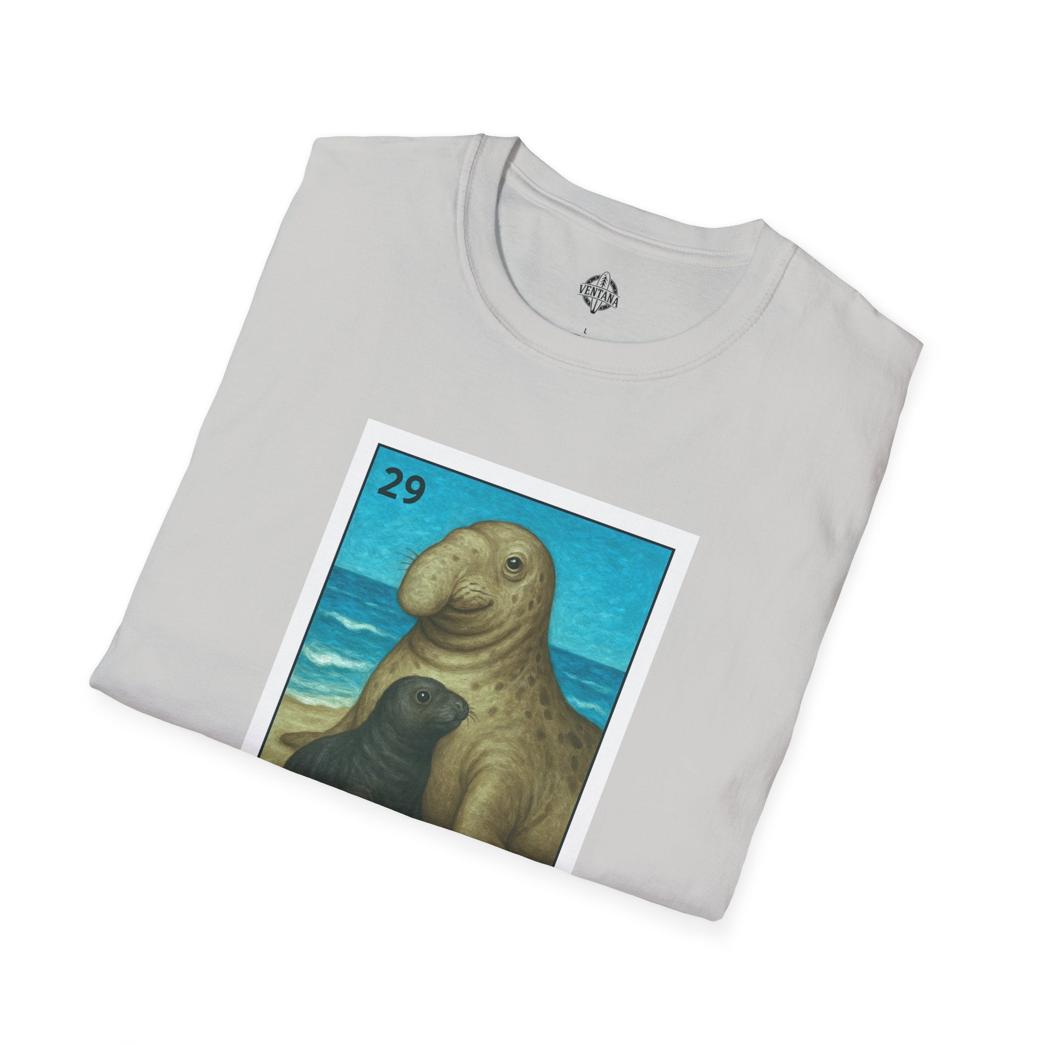 Elephant Seal Lotería Unisex - Soft Style U.S. Cotton T-Shirt (El Elefante Marino)
