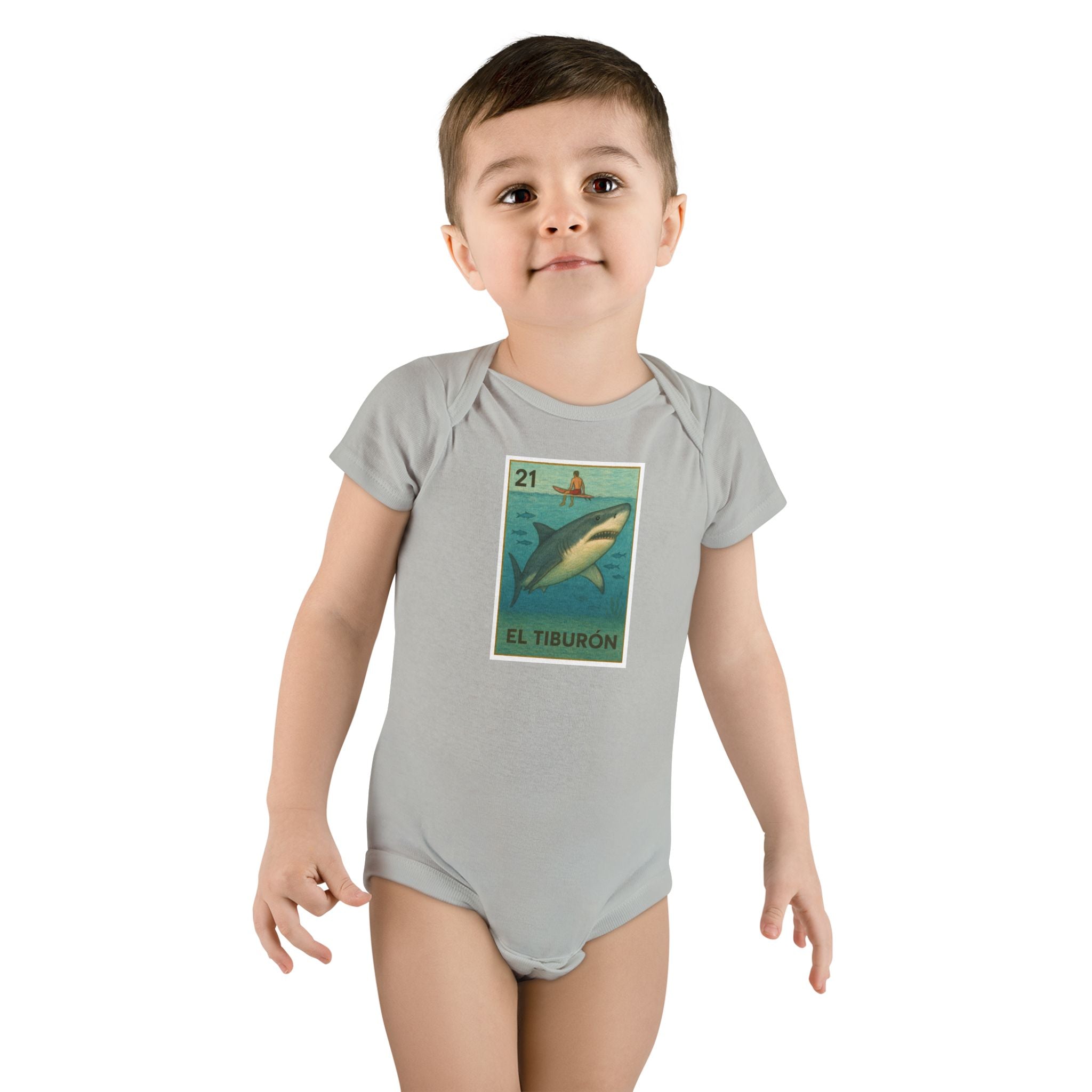 Shark Lotería - Baby Short Sleeve 100% Cotton Onesie (El Tiburón)