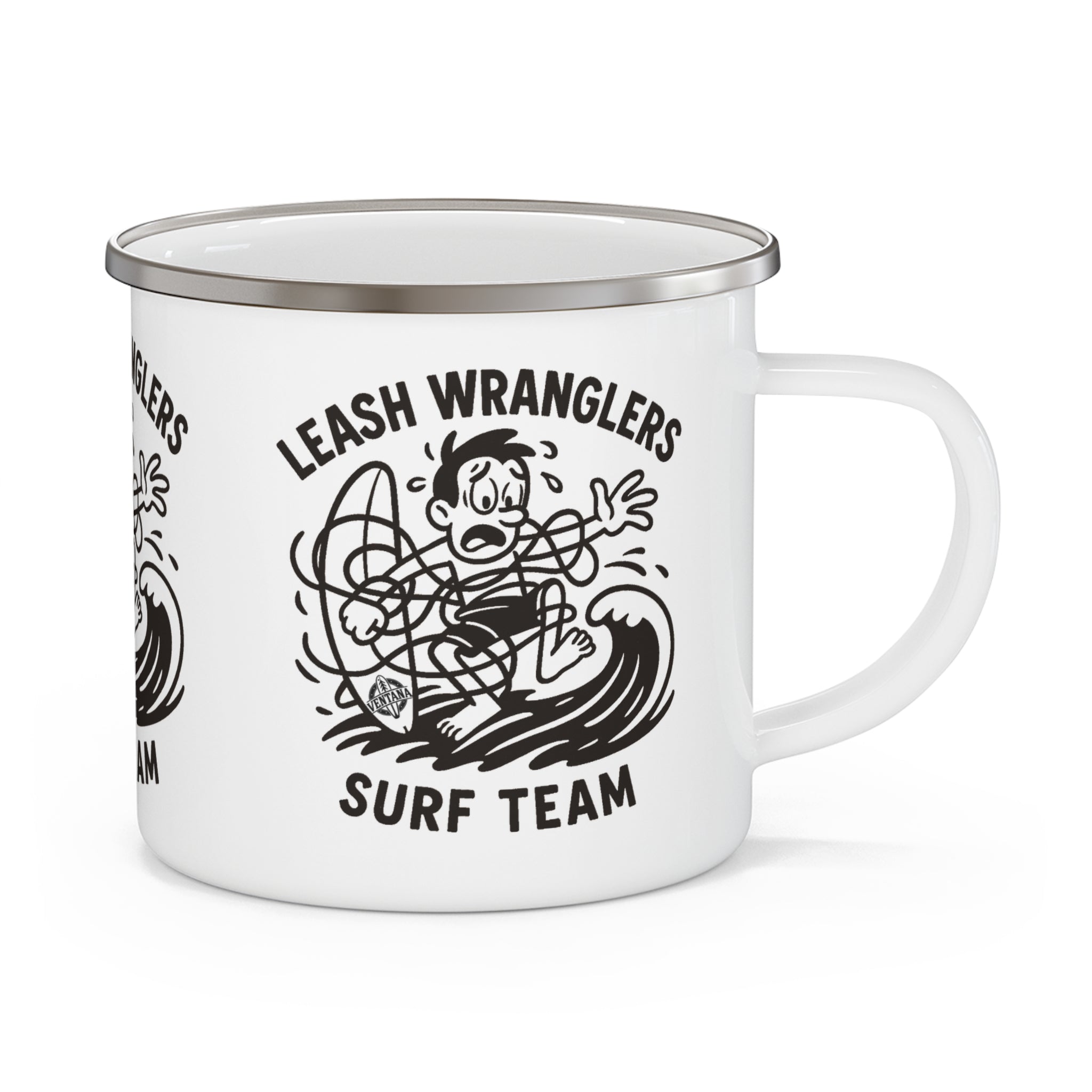 Leash Wranglers Surf Team Enamel Camping Mug (12oz - small)