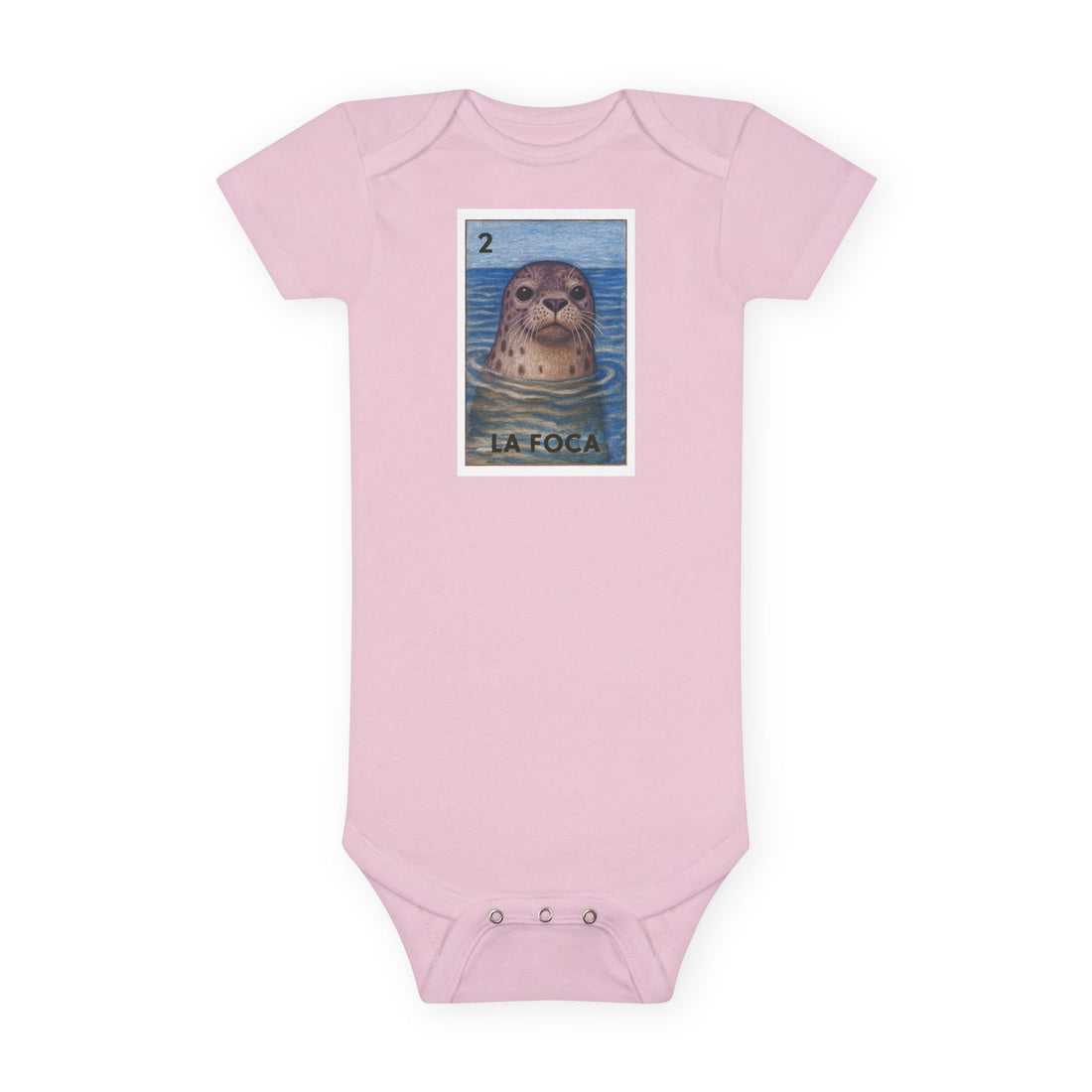 Seal Lotería - Baby Short Sleeve 100% Cotton Onesie (La Foca)