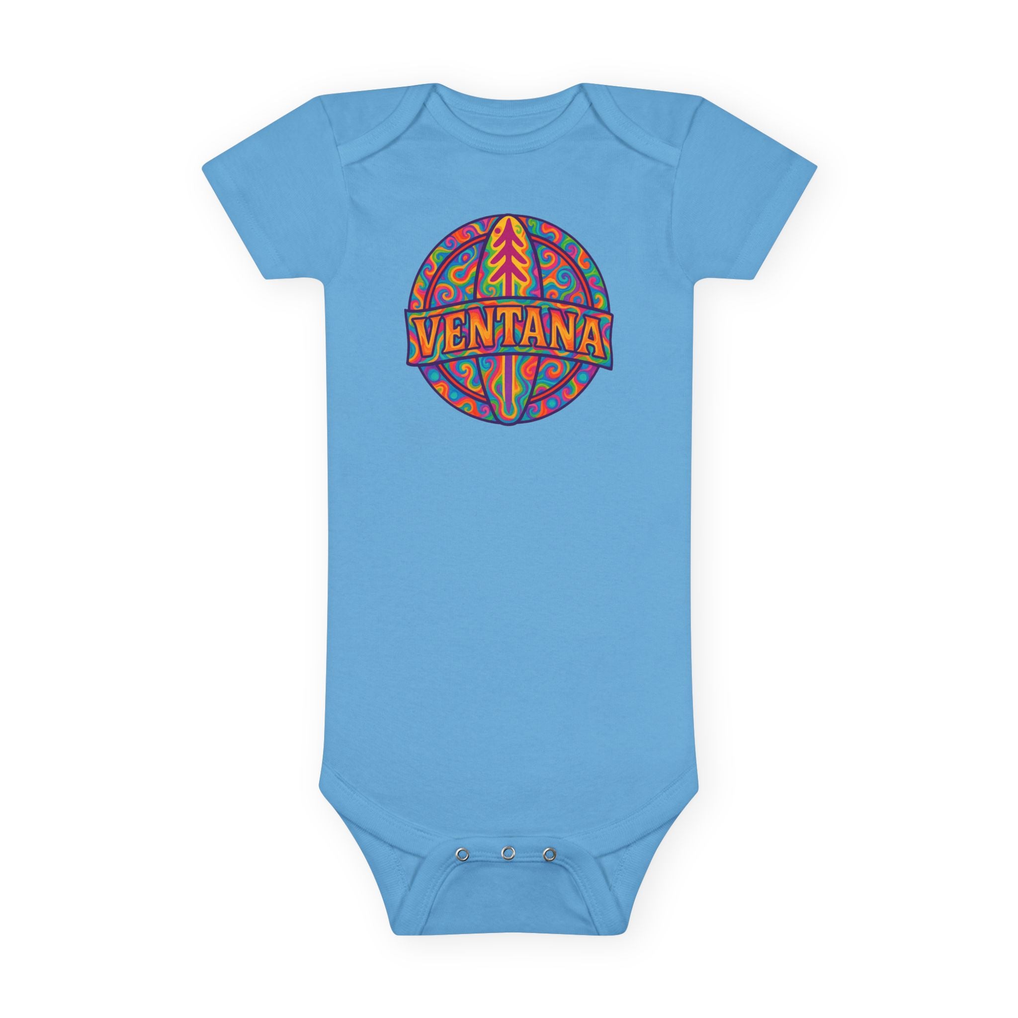 Ventana Psychedelic Treefish Logo - Baby Short Sleeve 100% Cotton Onesie